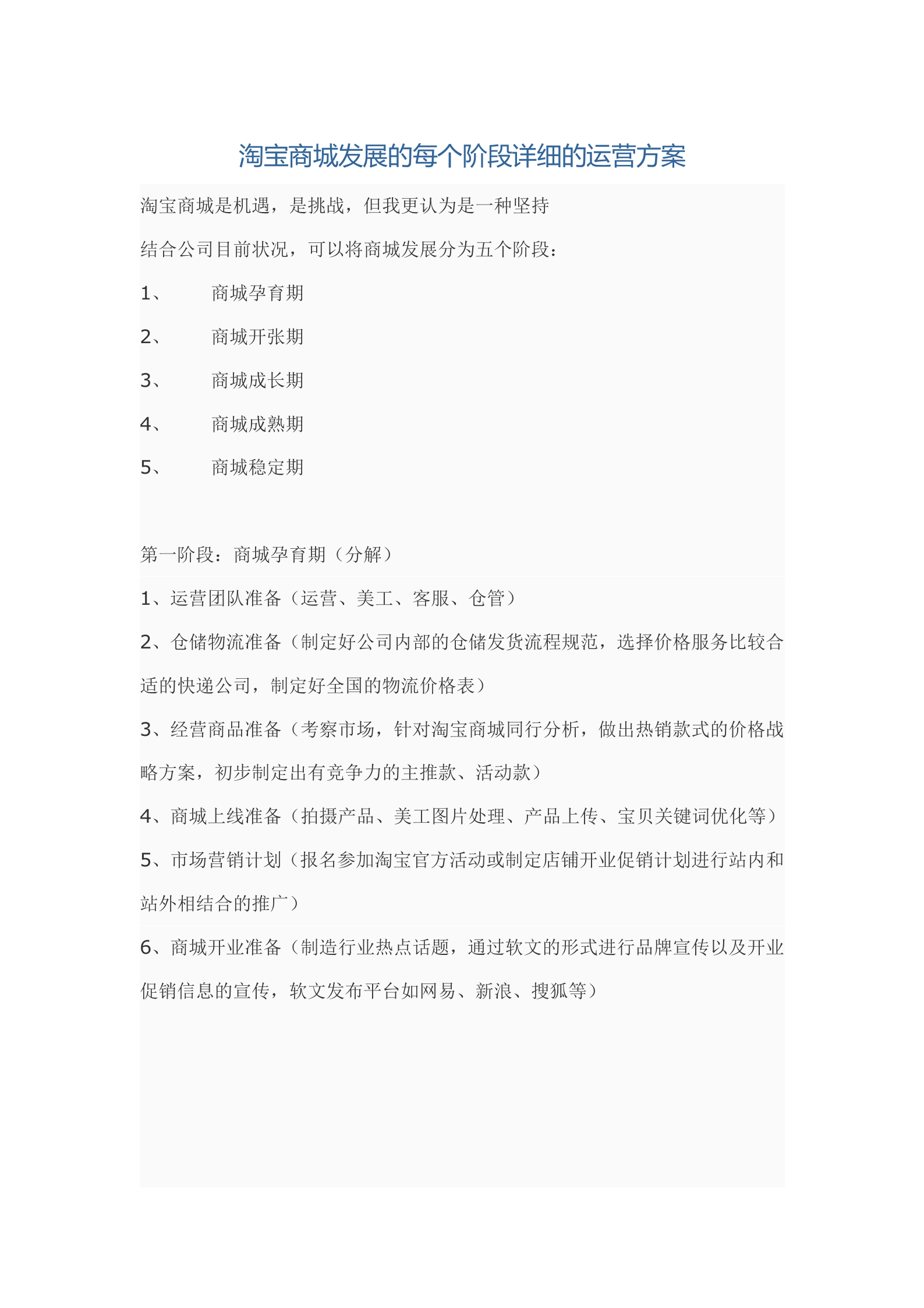 淘宝商城发展的每个阶段详细的运营方案_ITIL之家(www.itilzj.com)_.DOCX 第1页