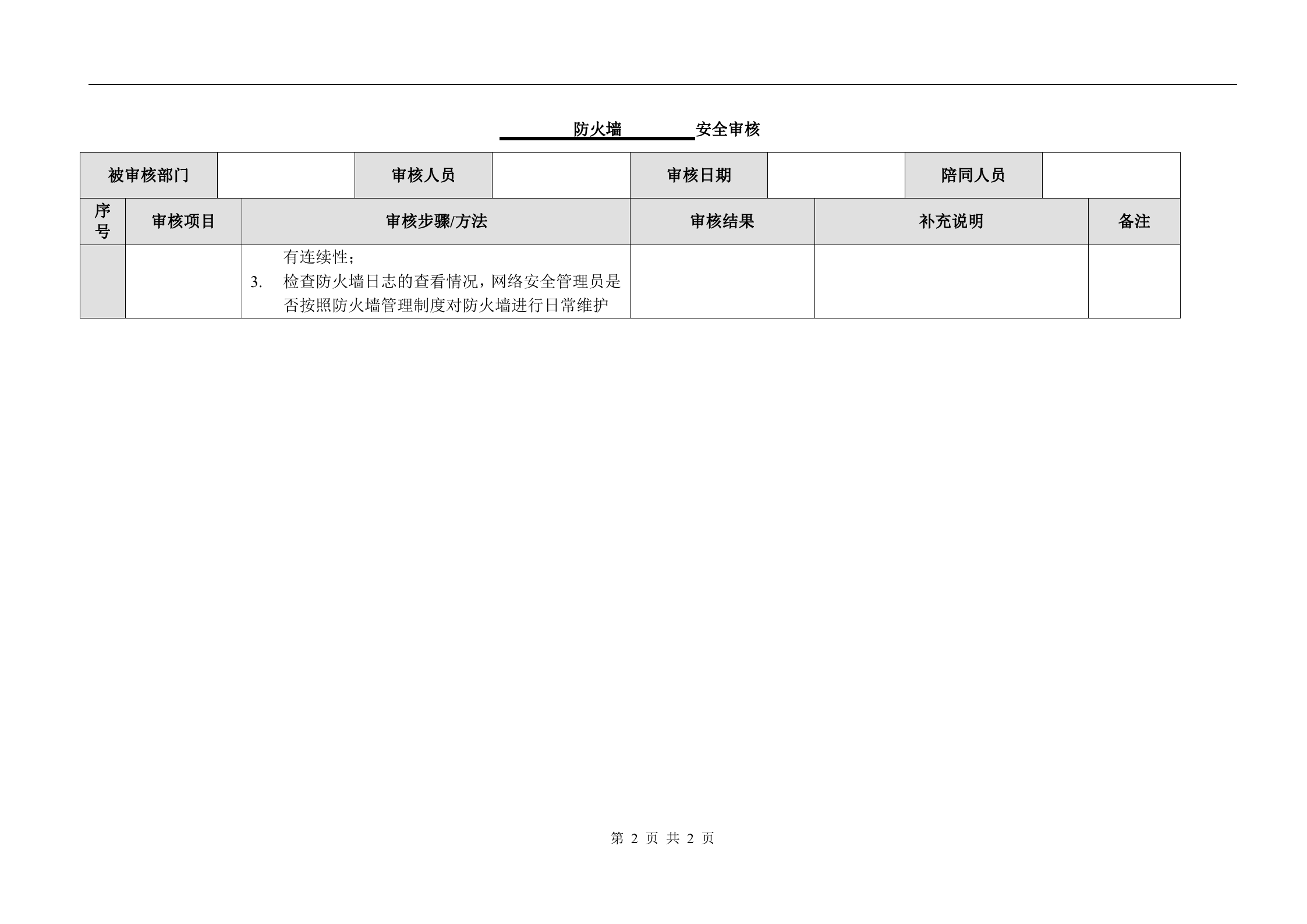 信息安全_风险评估_检查流程_防火墙安全评估检查表Firewall_ITIL之家(www.itilzj.com)_.DOC 第2页