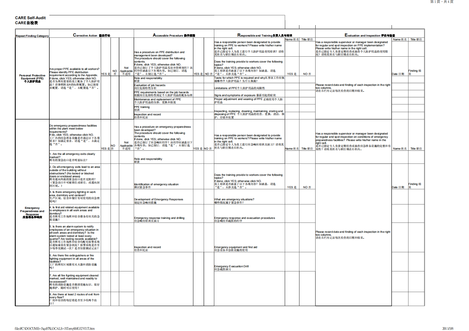 GE+EHS+CARE+自检表_ITIL之家(www.itilzj.com)_.PDF 第1页