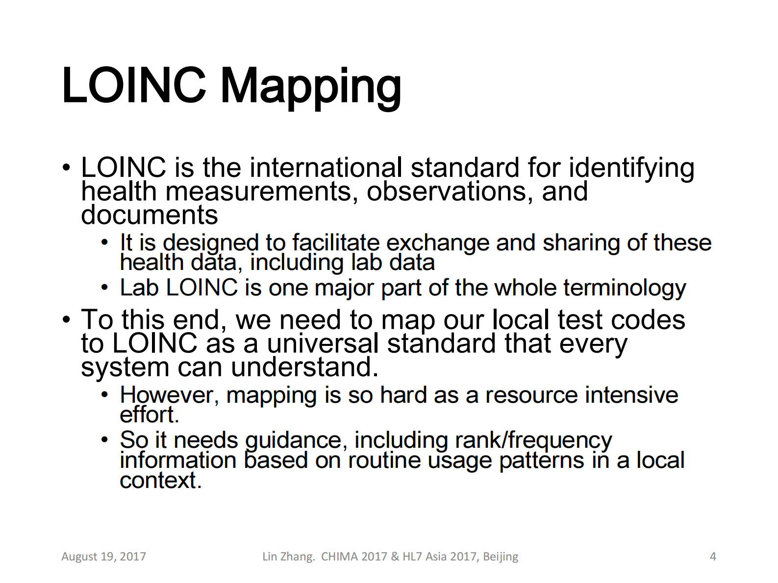 5-张林+HL7Asia2017-英文版-170815-1301（常用实验室检验项目的LOINC代码）——ITIL之家-www.itilzj.com 第4页