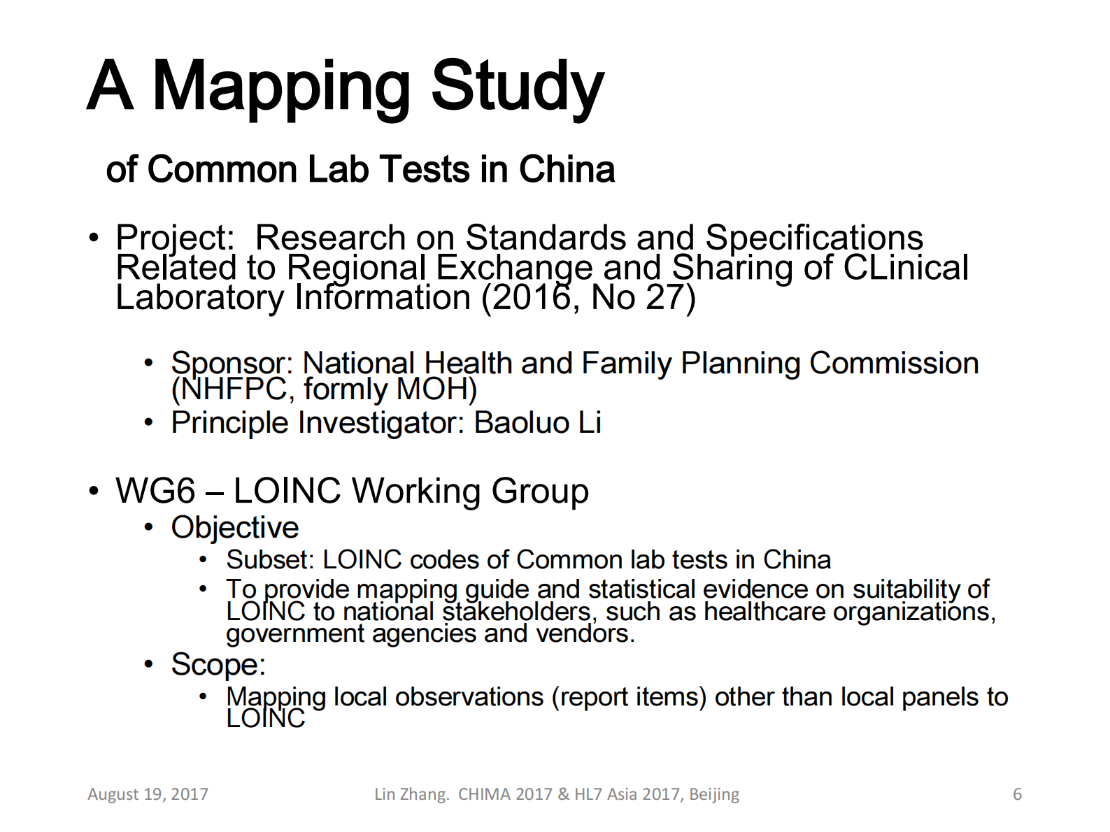 5-张林+HL7Asia2017-英文版-170815-1301（常用实验室检验项目的LOINC代码）——ITIL之家-www.itilzj.com 第6页