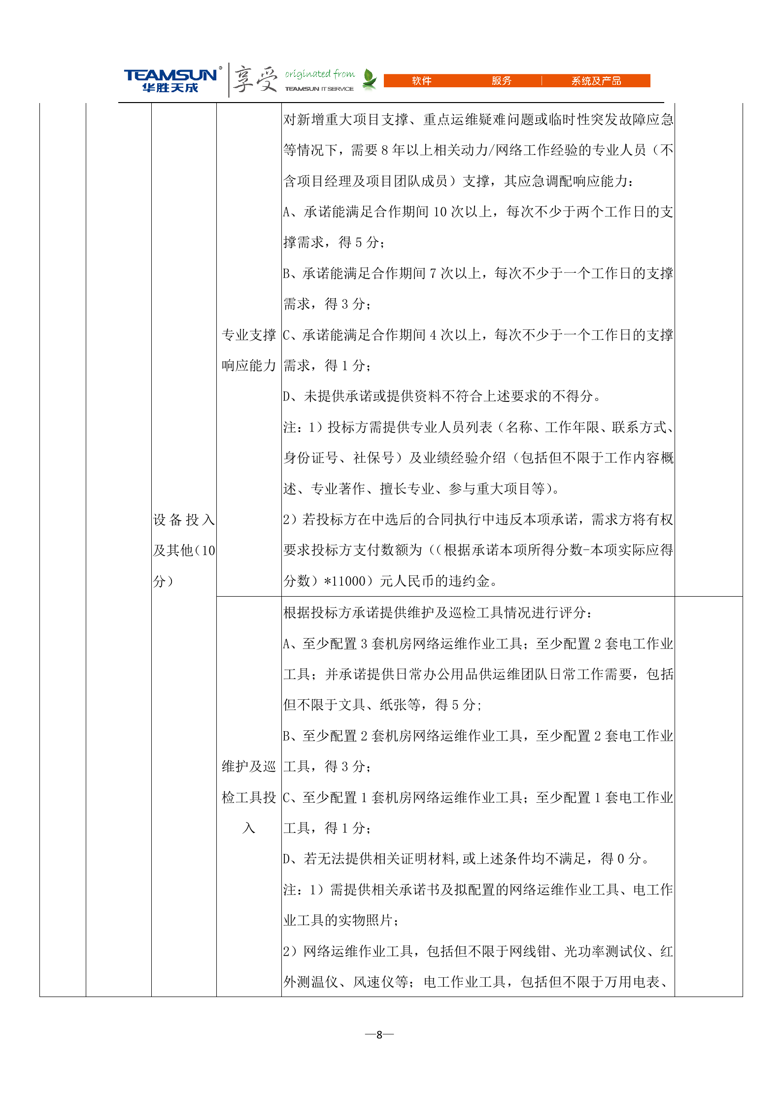 B2B-IDC运维技术服务项目投标文件—技术分册V1.1 第8页