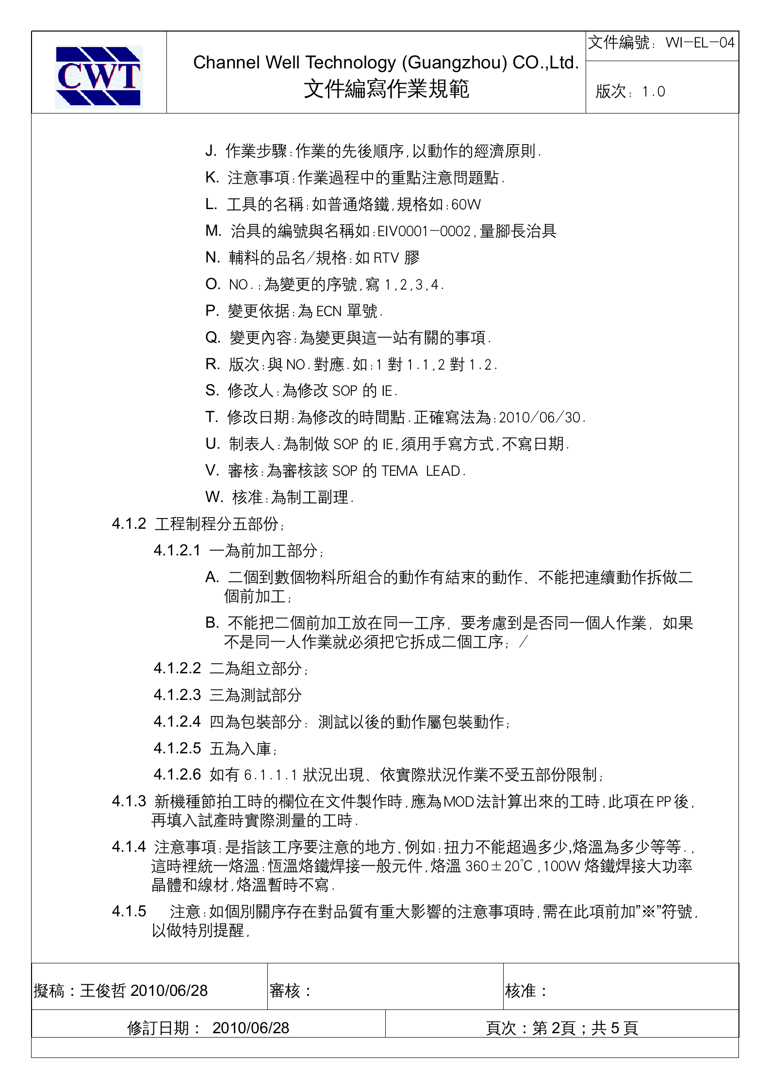 SOP写作标准 第2页