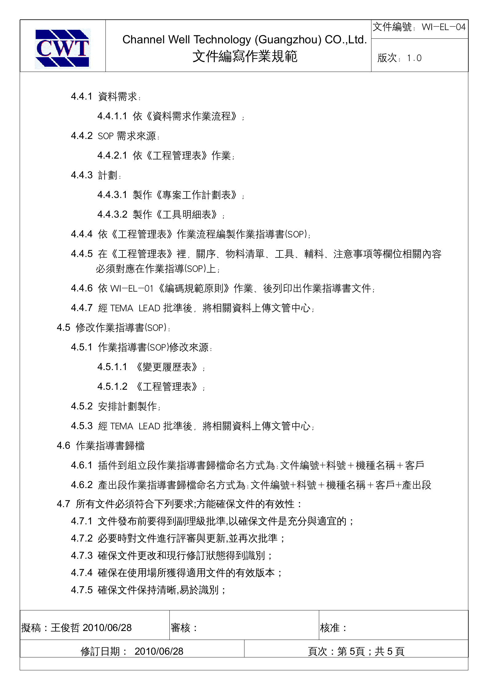 SOP写作标准 第5页