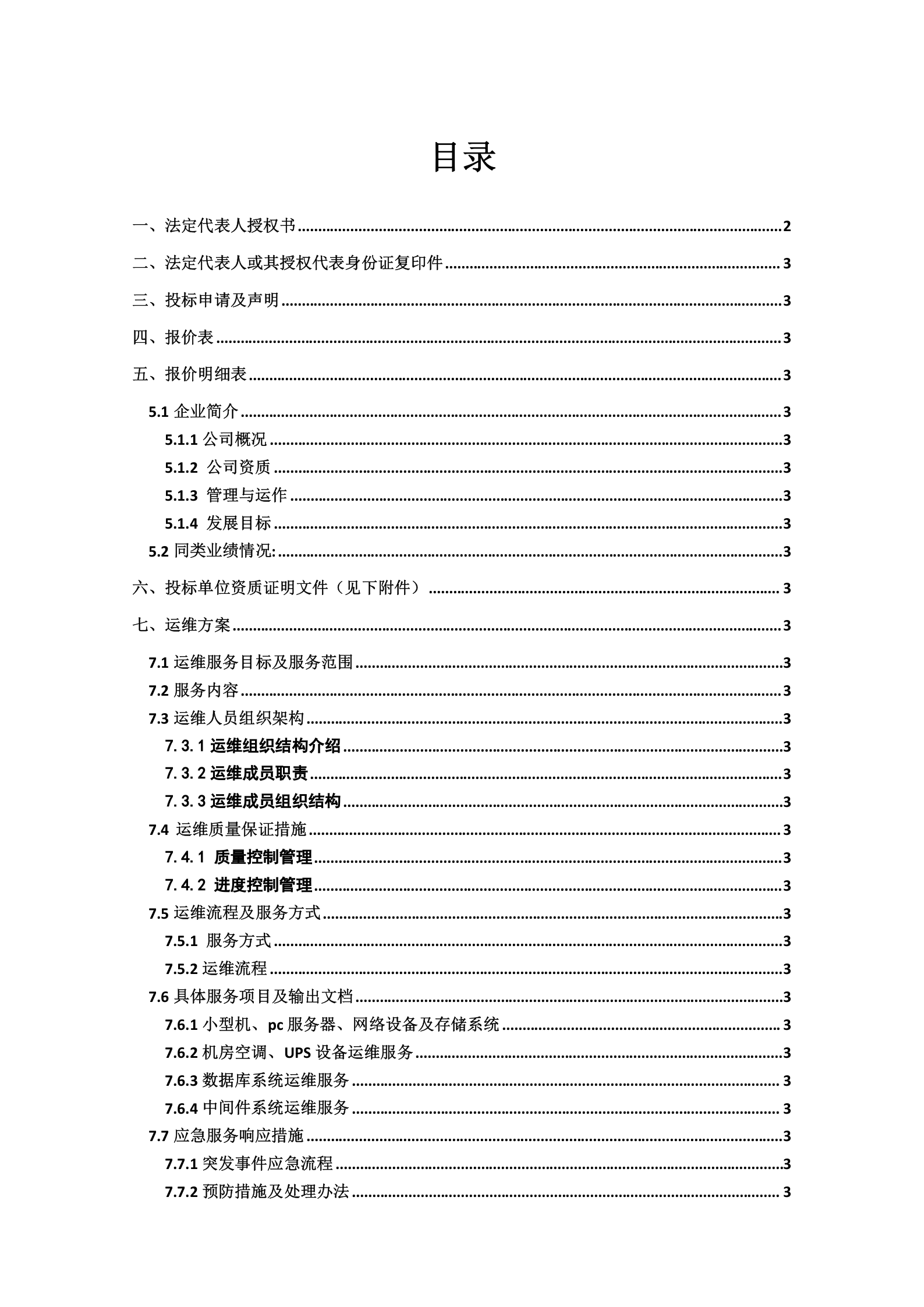 IT类系统运维投标文件(含方案) 第1页