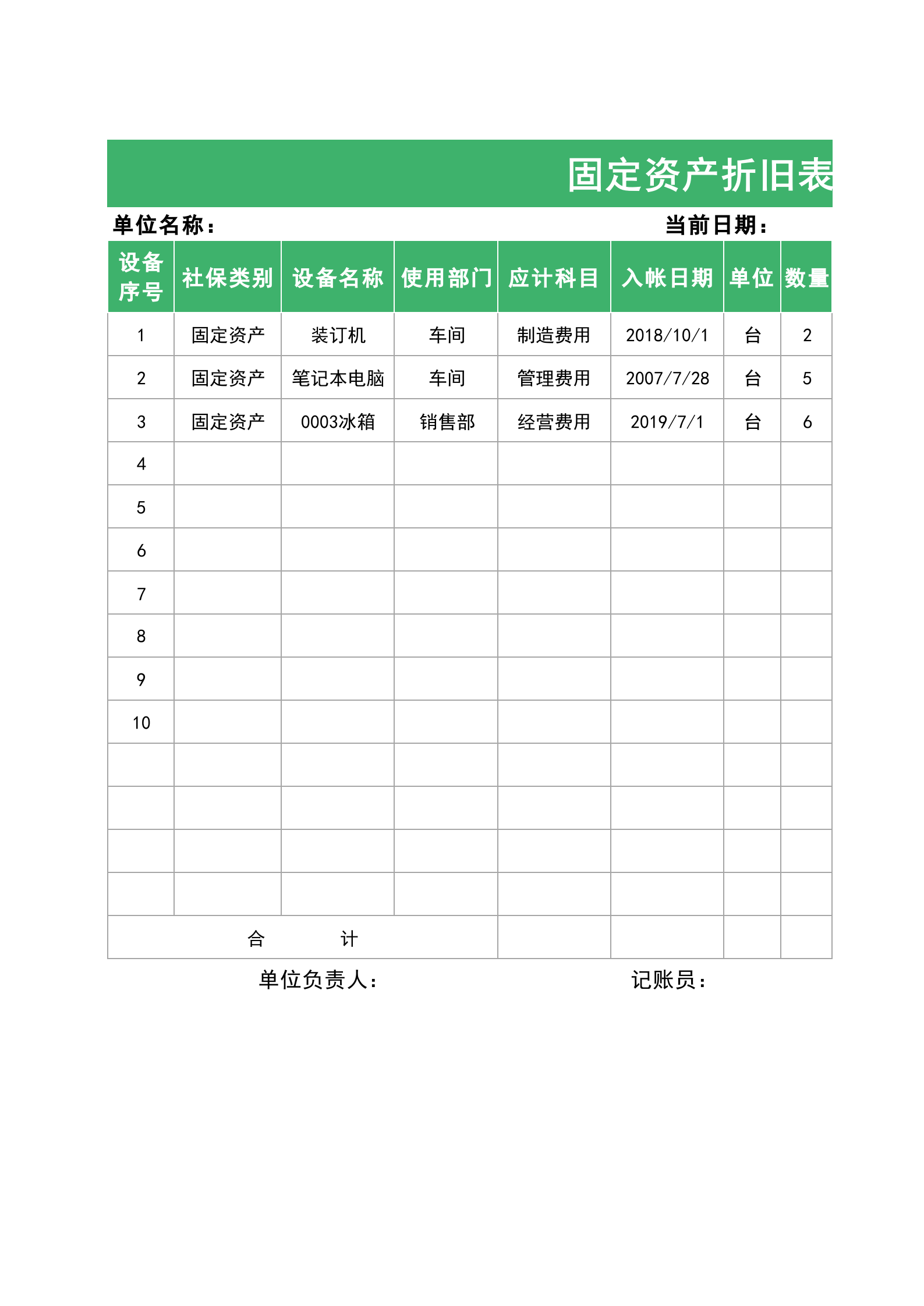 67固定资产折旧表-双倍余额递减法 第1页