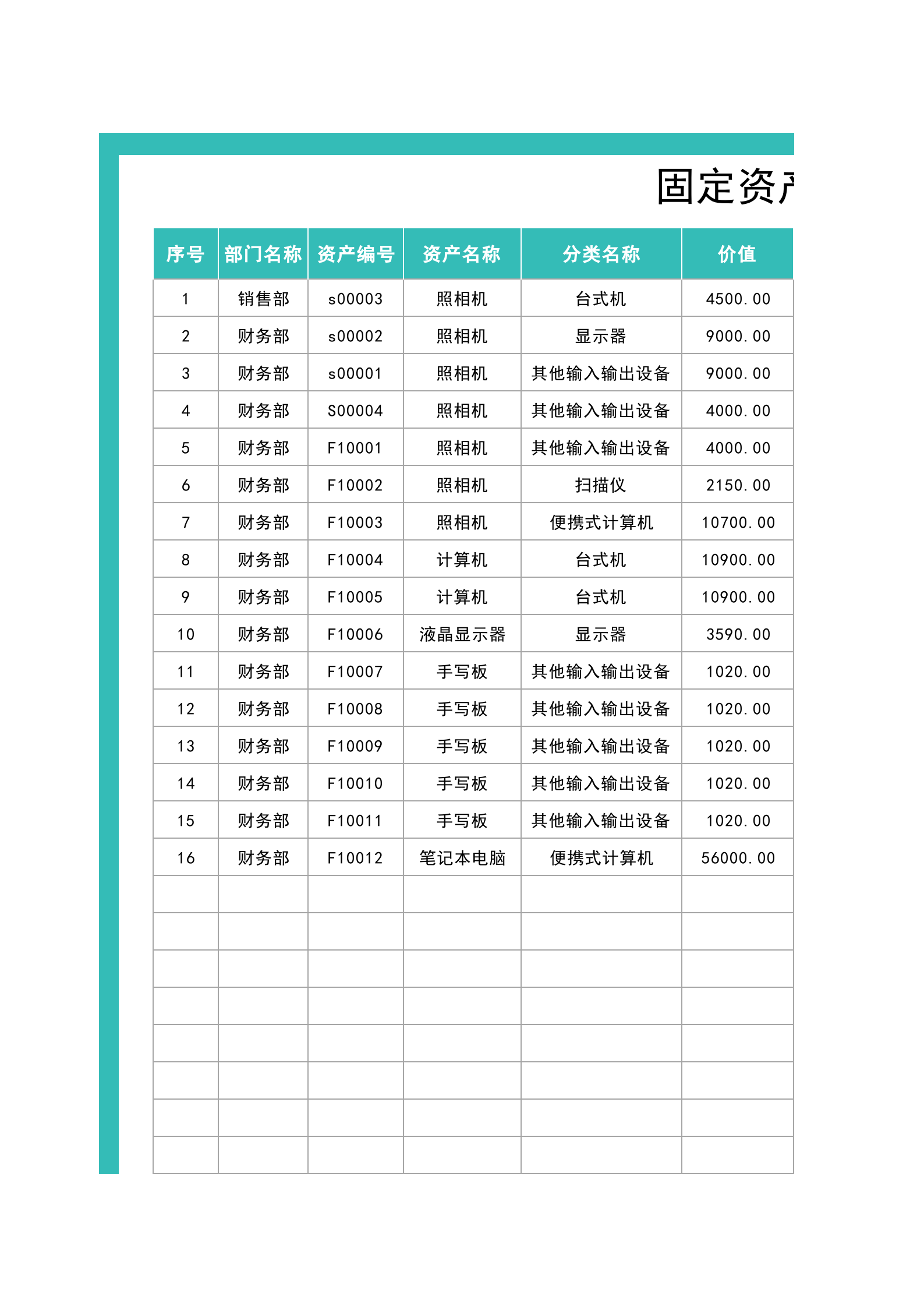 69固定资产管理表-多种查询 第1页