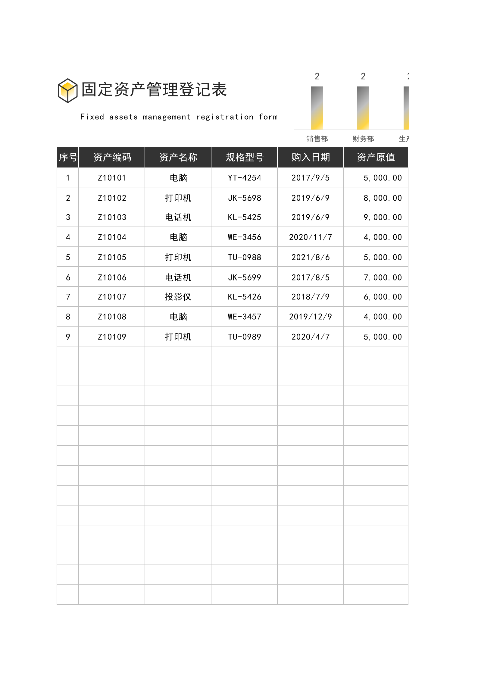 71固定资产管理登记表 第1页