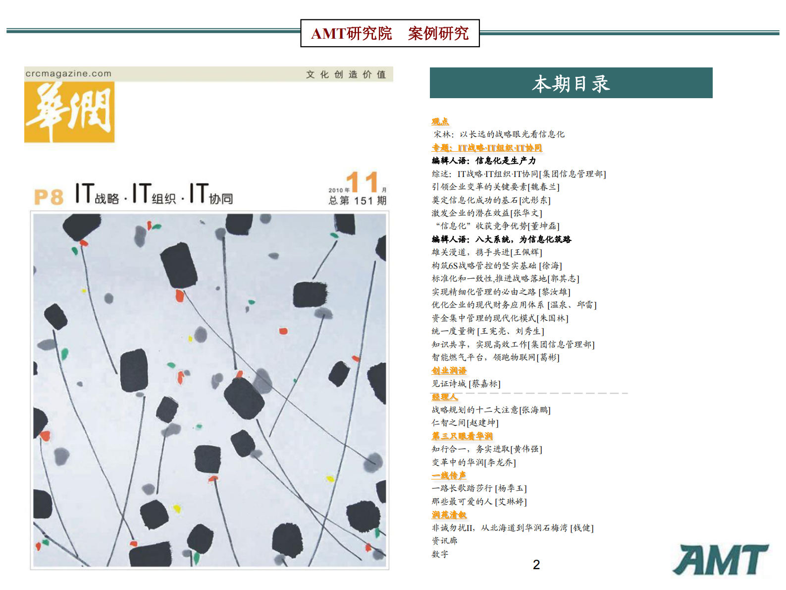 AMT咨询信息化标杆案例研究：华润的管理信息化研究2010 第2页