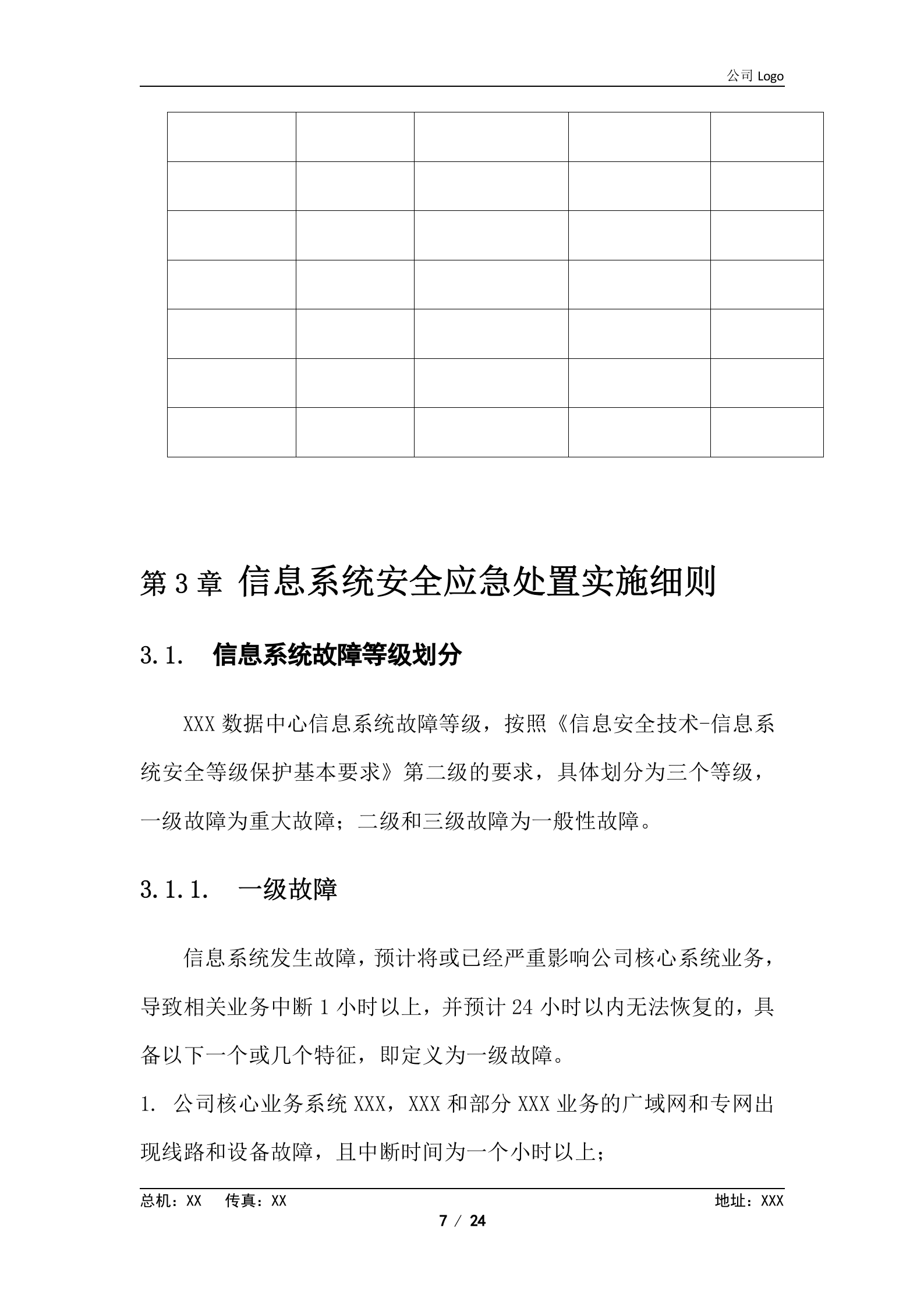 XX数据中心应急方案 第7页