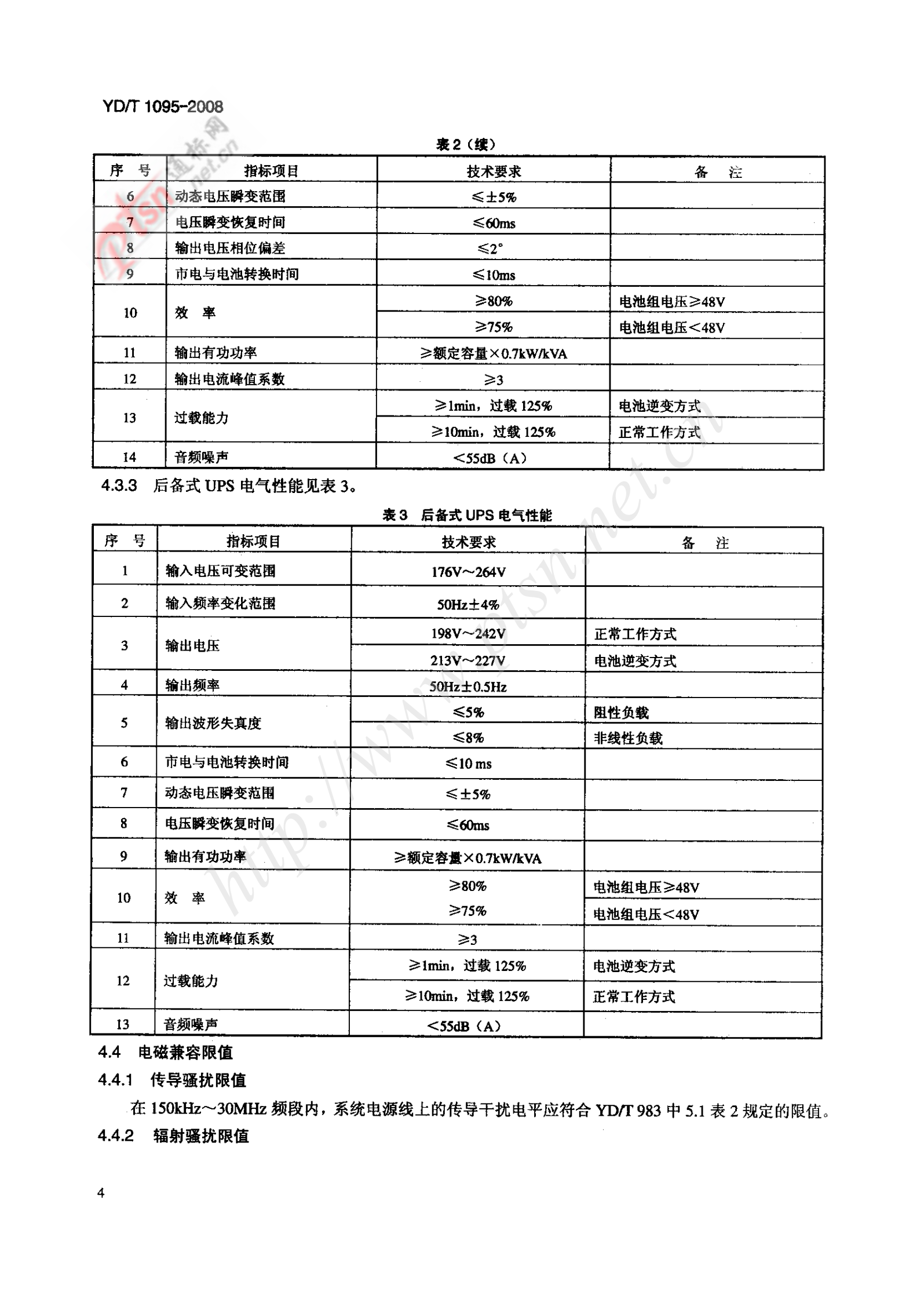 YD-T 1095-2008 通信用不间断电源UPS 第7页