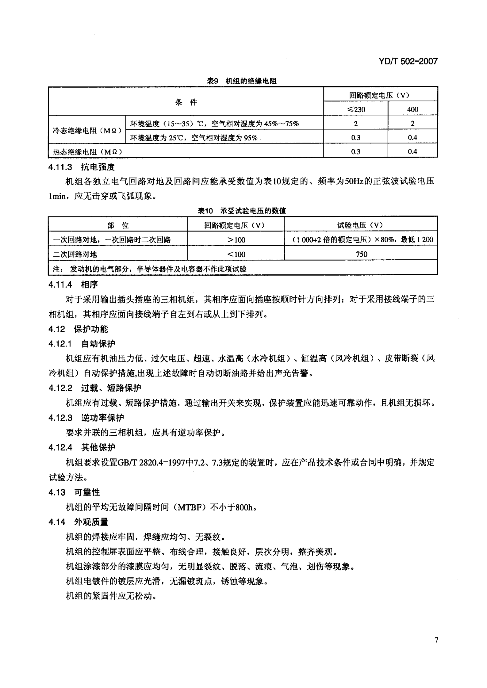 YD T 502-2007通信用柴油发电机组 第10页
