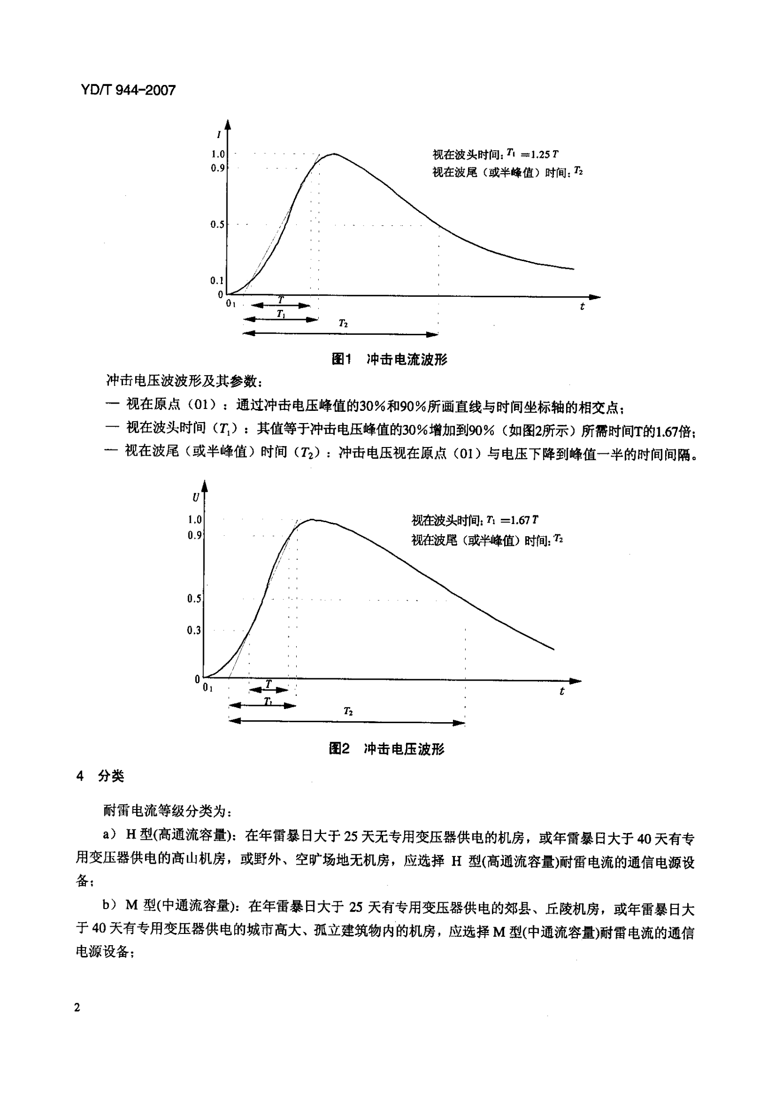 YD T 944-2007通信电源设备的防雷技术要求和测试方法 第5页