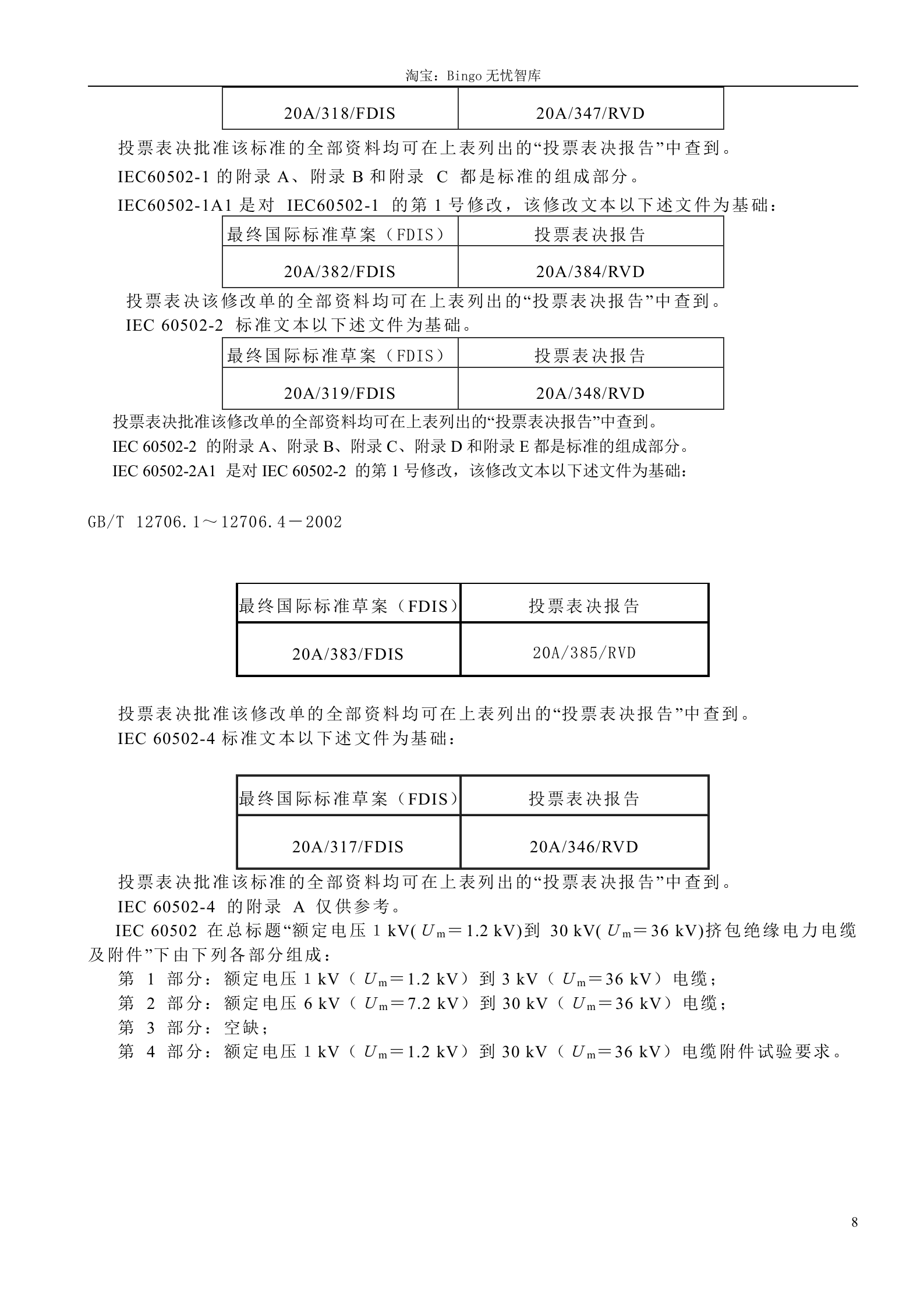 GB T 12706.1-4-2002 额定电压1kV(Um=1.2kV)到35kV(Um=40.5kV)挤包绝缘电力电缆及附件 第8页