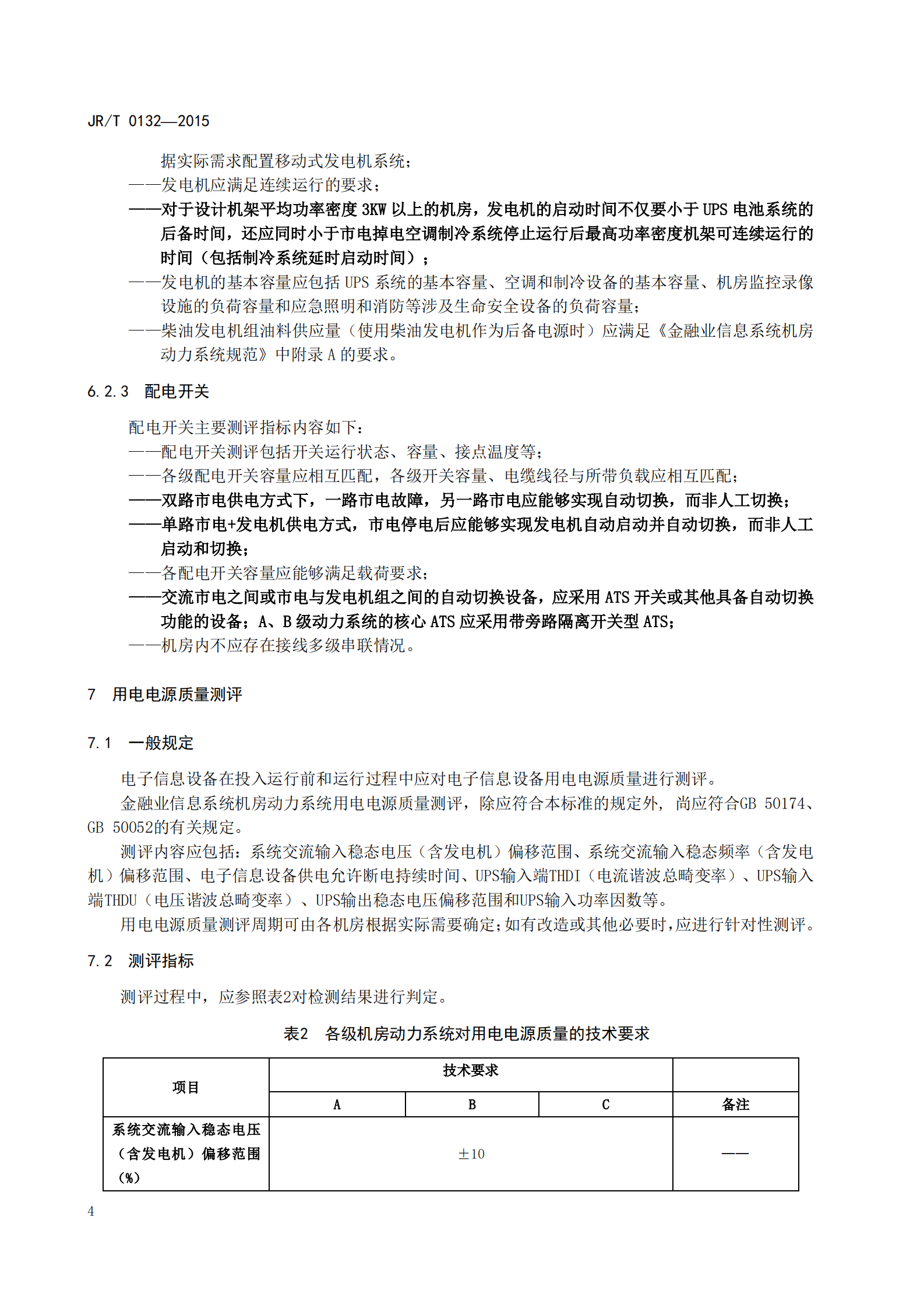 【JRT0132-2015】金融业信息系统机房动力系统测评规范 第10页