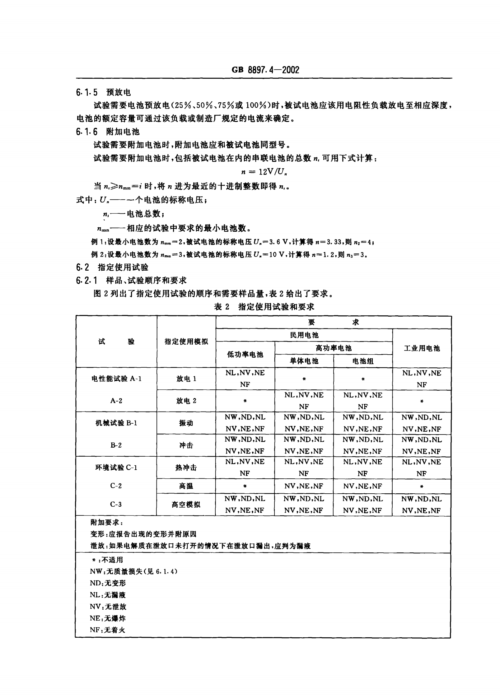 GB 8897.4-2002 原电池　第四部分：锂电池的安全要求 第7页