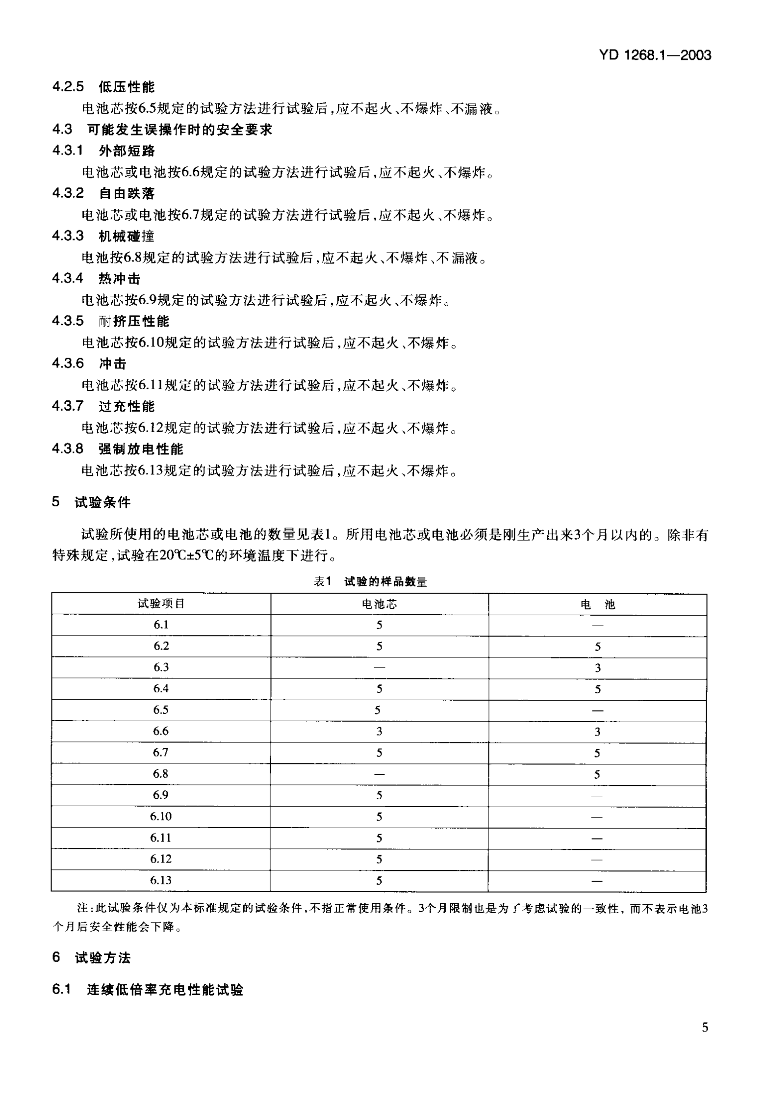 YD 1268-2003移动通信手机锂电池及充电器的安全要求和试验方法 第7页