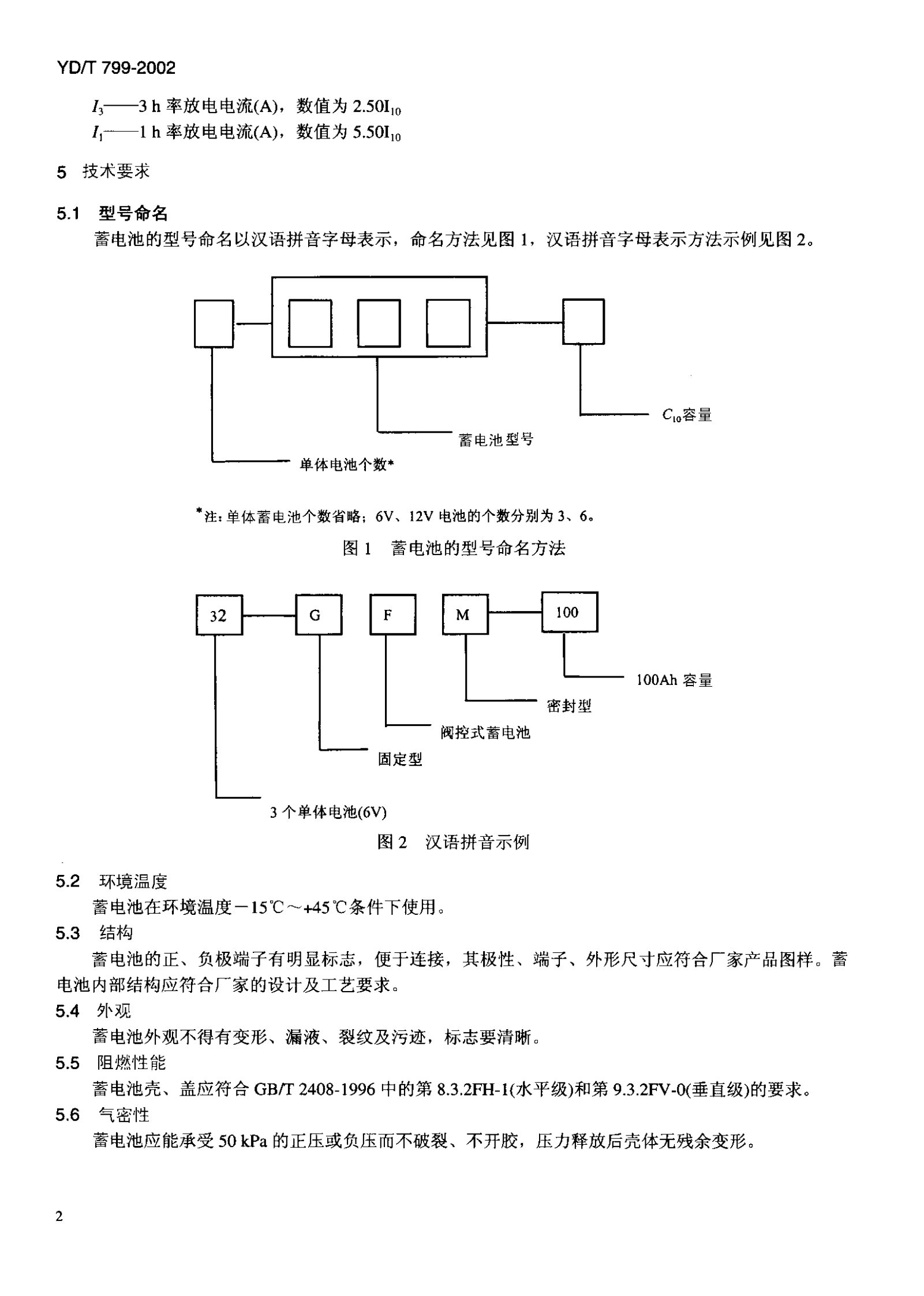 YD T 799-2002通信用阀控式密封铅酸蓄电池组 第5页