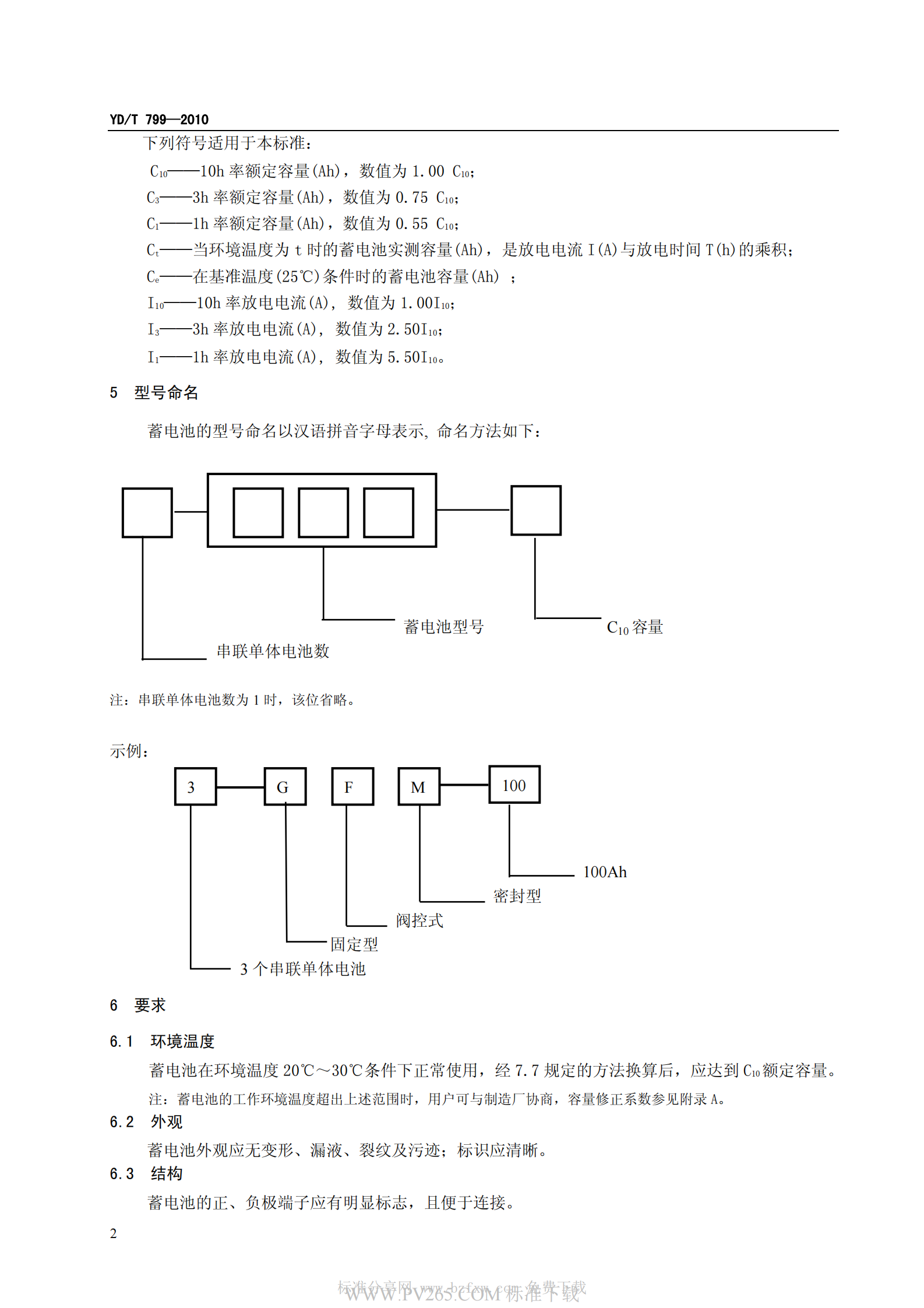 通信用阀控式密封铅酸蓄电池YDT 799-2010 第6页