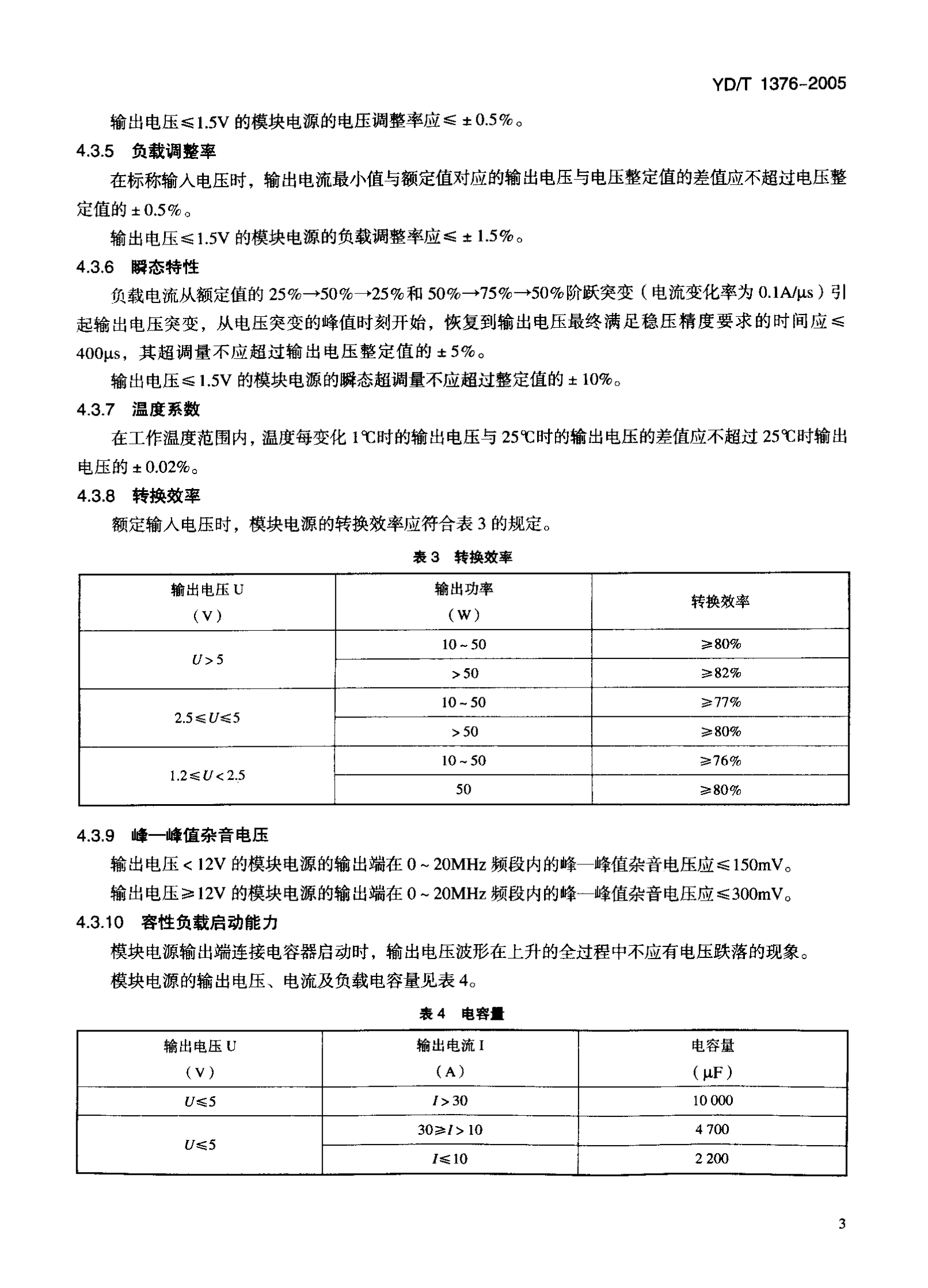 YD T 1376－2005通信用直流－直流模块电源（代732－94） 第6页
