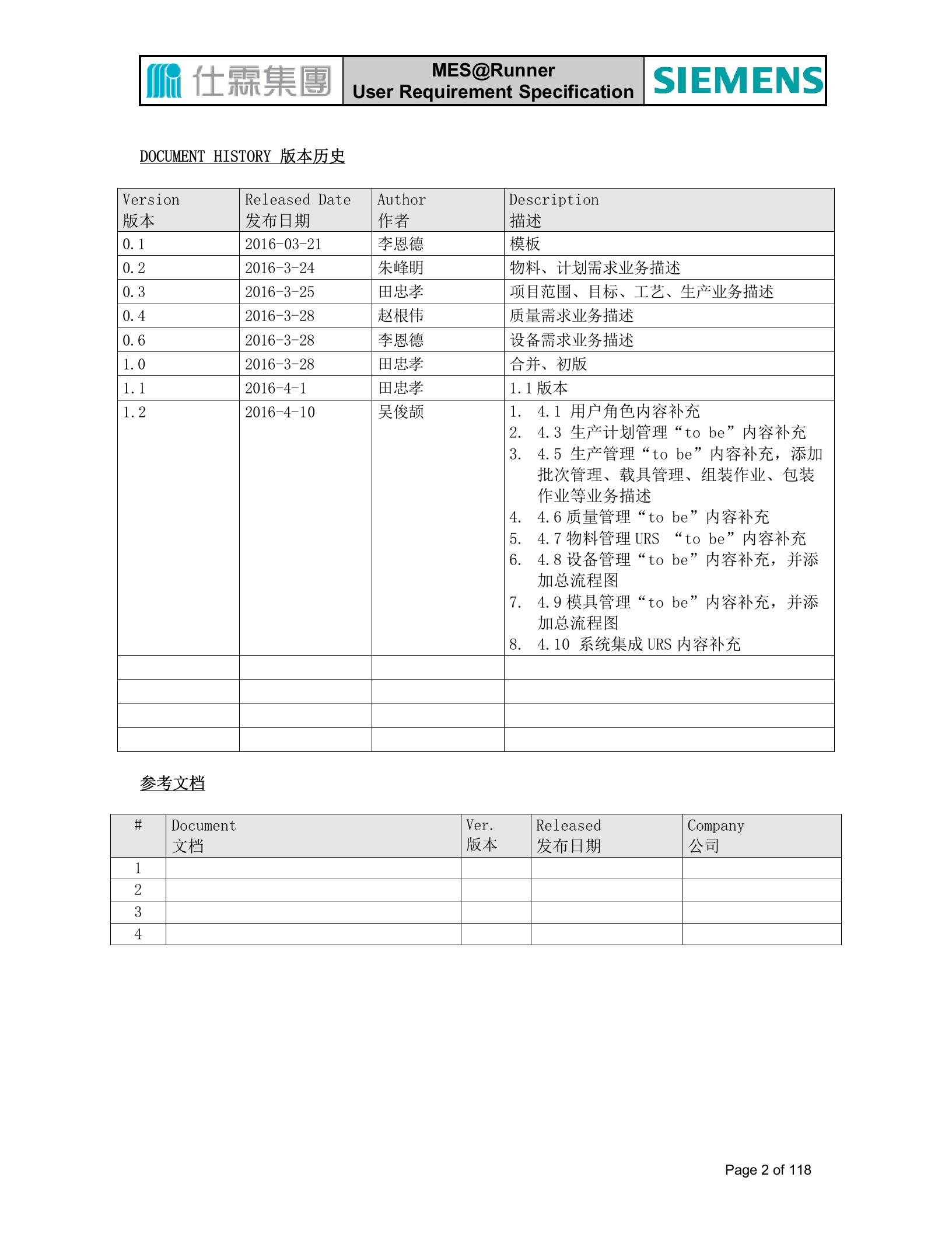 3.2西门子MES-2016年4月厦门建X制造执行系统（MES）系统 用户需求说明书（共119页） 第2页