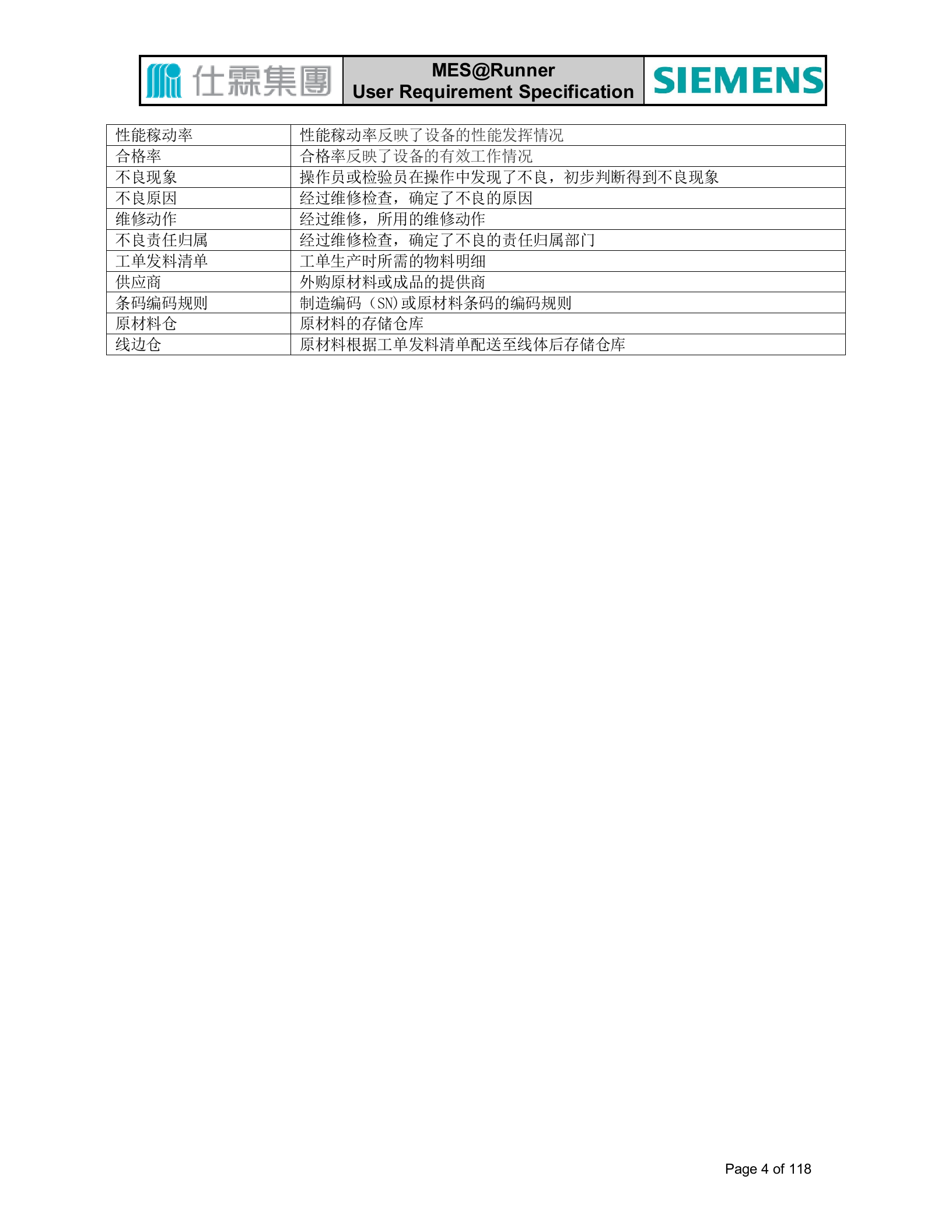 3.2西门子MES-2016年4月厦门建X制造执行系统（MES）系统 用户需求说明书（共119页） 第4页