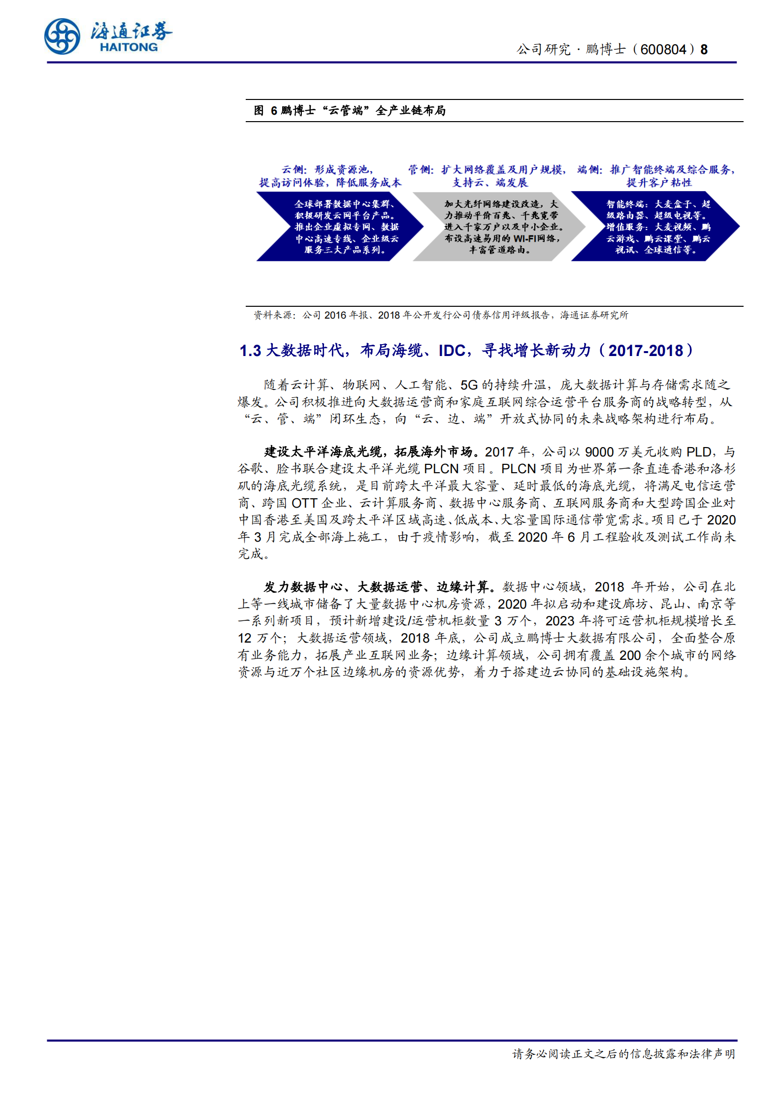 2020年  鹏博士深度研究：重构资产布局，打造IDC轻资产运营龙头-海通证券[朱劲松,张峥青]-20200714【26页】 第8页