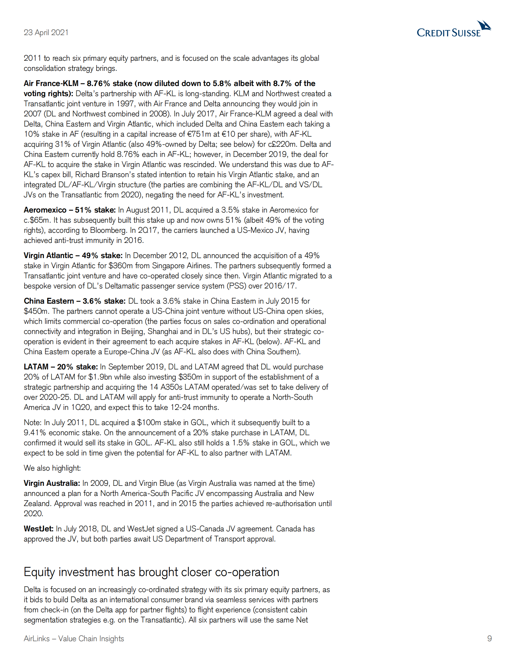 瑞信-欧洲航空业-AirLinks价值链洞察：全球交通恢复的差异率-2021.4.23-39页 第9页