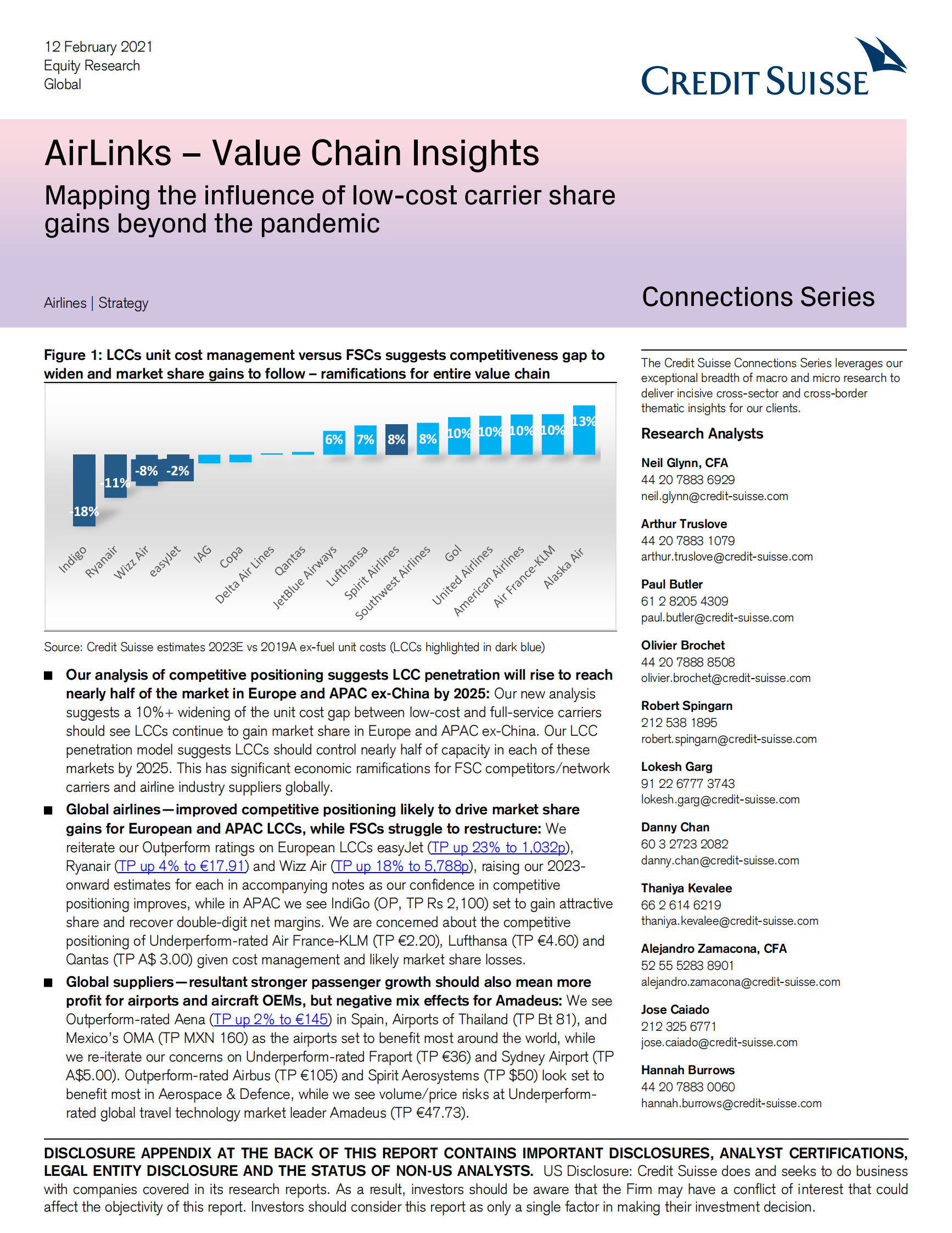瑞信-全球航空业-AirLinks价值链洞察：低成本航空公司在大流行之外的影响-2021.2.12-65页 第1页