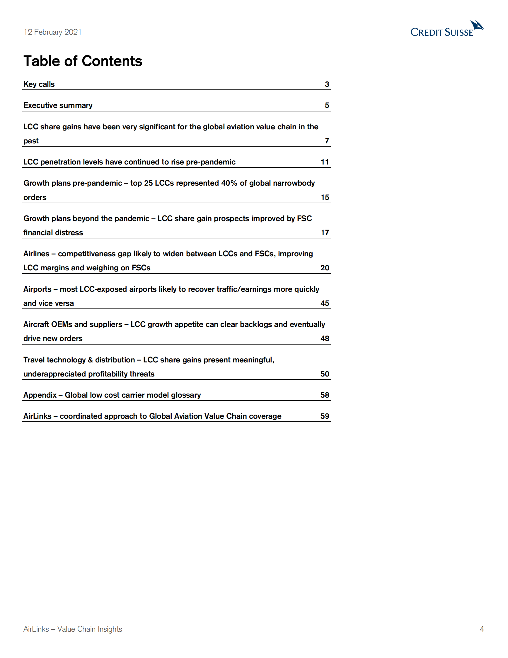 瑞信-全球航空业-AirLinks价值链洞察：低成本航空公司在大流行之外的影响-2021.2.12-65页 第4页