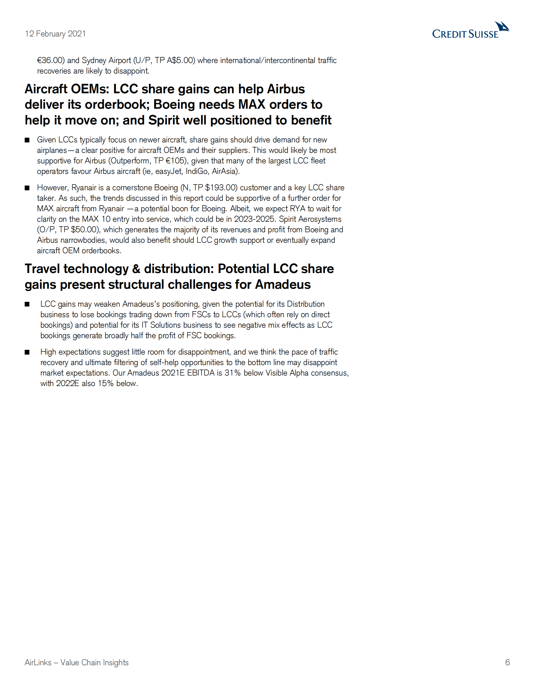 瑞信-全球航空业-AirLinks价值链洞察：低成本航空公司在大流行之外的影响-2021.2.12-65页 第6页