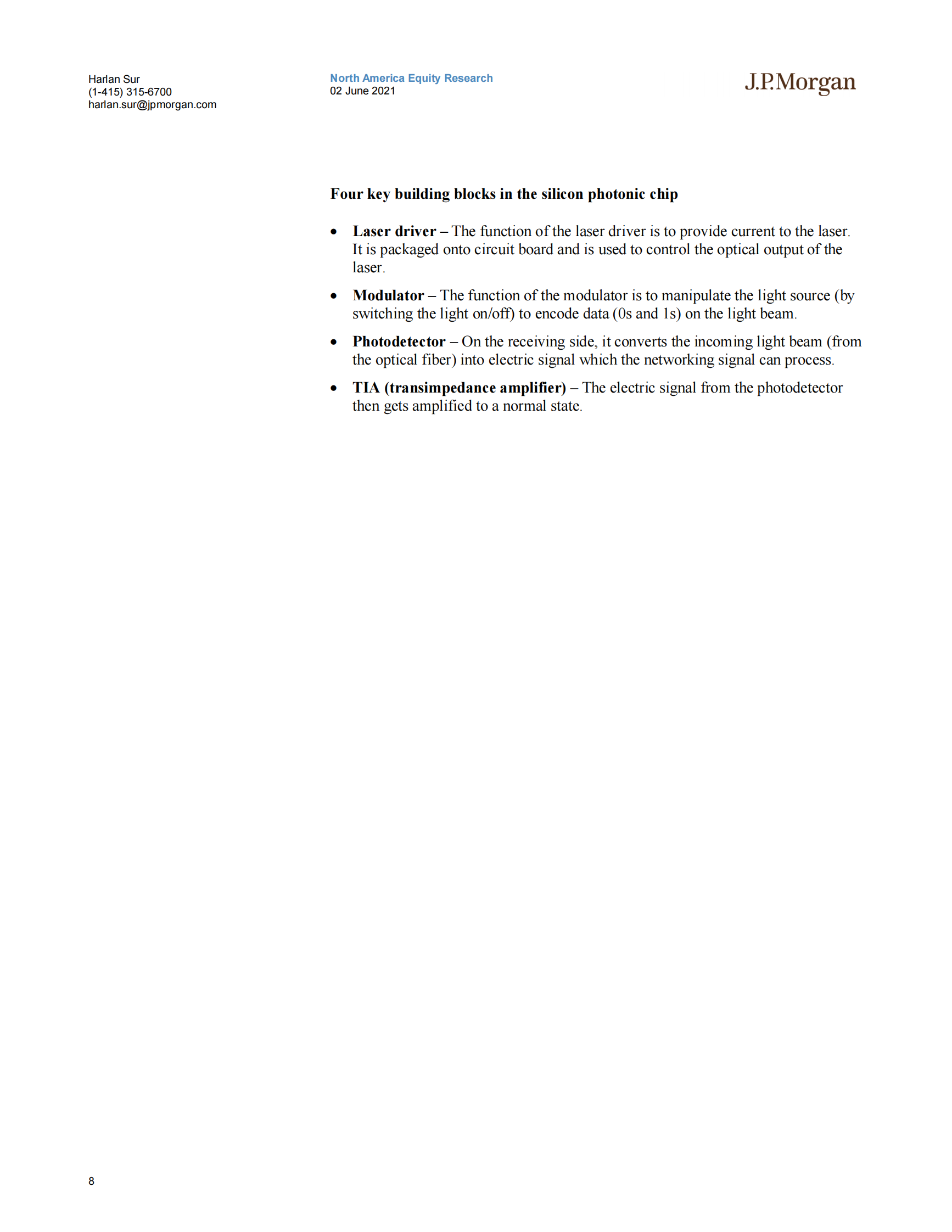 J.P. 摩根-美股半导体行业：硅光子入门——到2024年一个11亿美元的市场机会-2021.6.2-27页 第8页