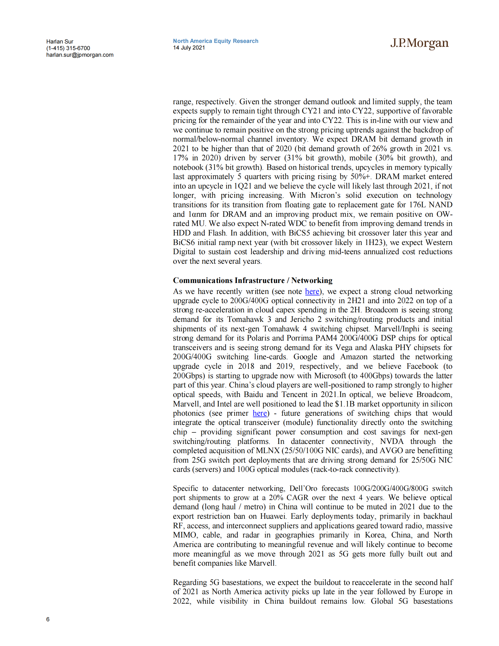 J.P. 摩根-美股半导体行业-第二季度预览：期待更好的前景；为下半年和2022年建立建设性的基础-2021.7.14-22页 第6页