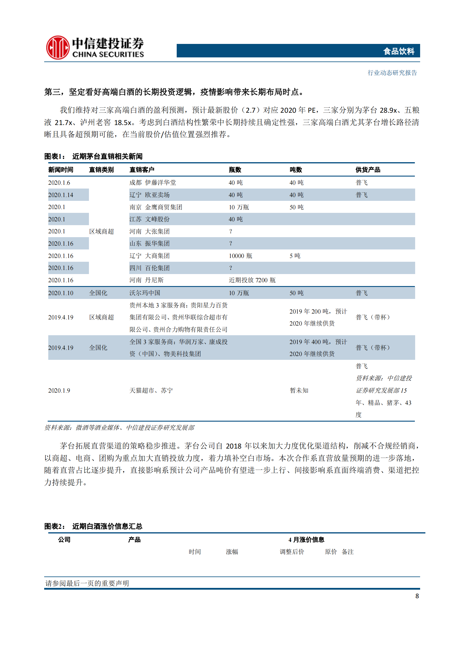 食品饮料行业：白酒龙头目标不变，彰显信心，疫情影响带来长期布局时机-20200209-中信建投-28页 第9页
