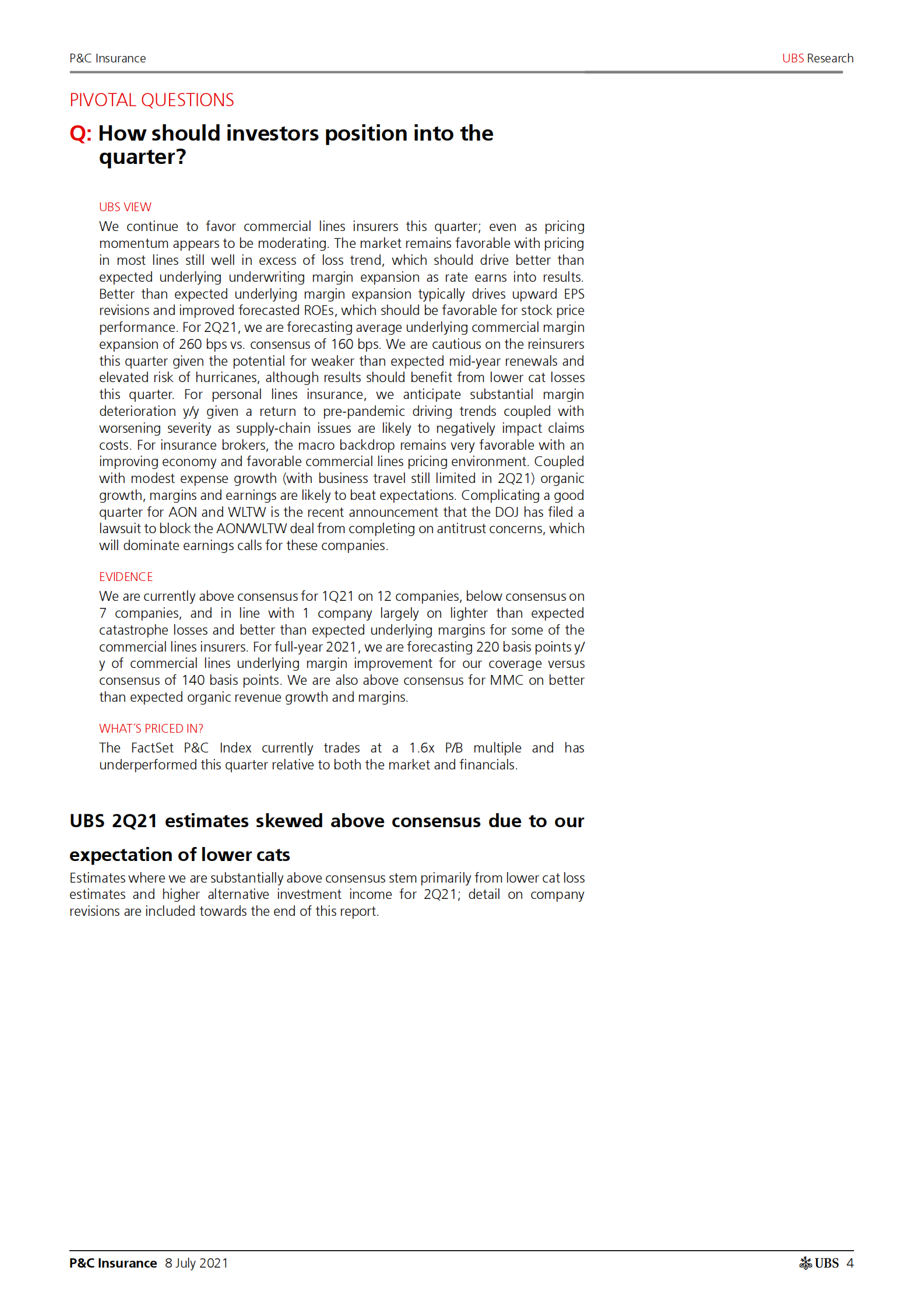 瑞银-美股保险行业-2021年第二季度预览：有利的定价和宏观政策将推动商业保险公司和经纪人取得强劲业绩-2021.7.8-40页 第4页