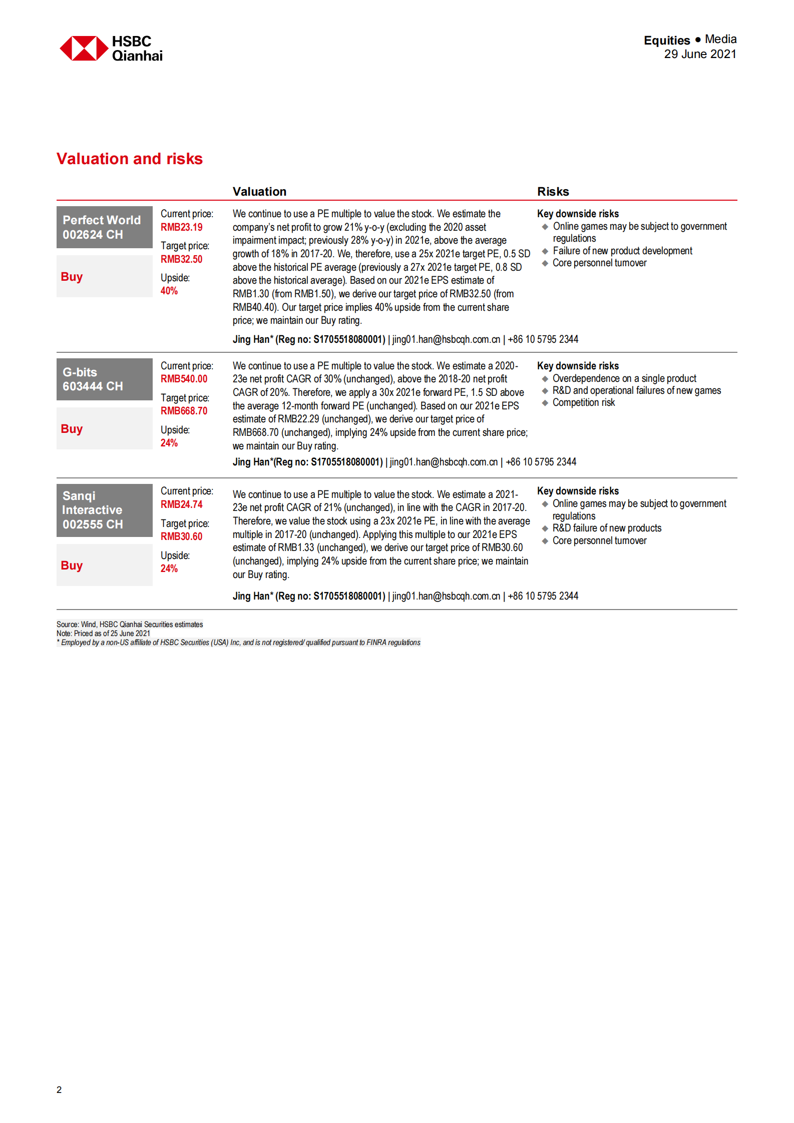 HSBC-中国媒体行业-预期游戏推出将推动游戏重新评级-2021.6.29-21页 第2页
