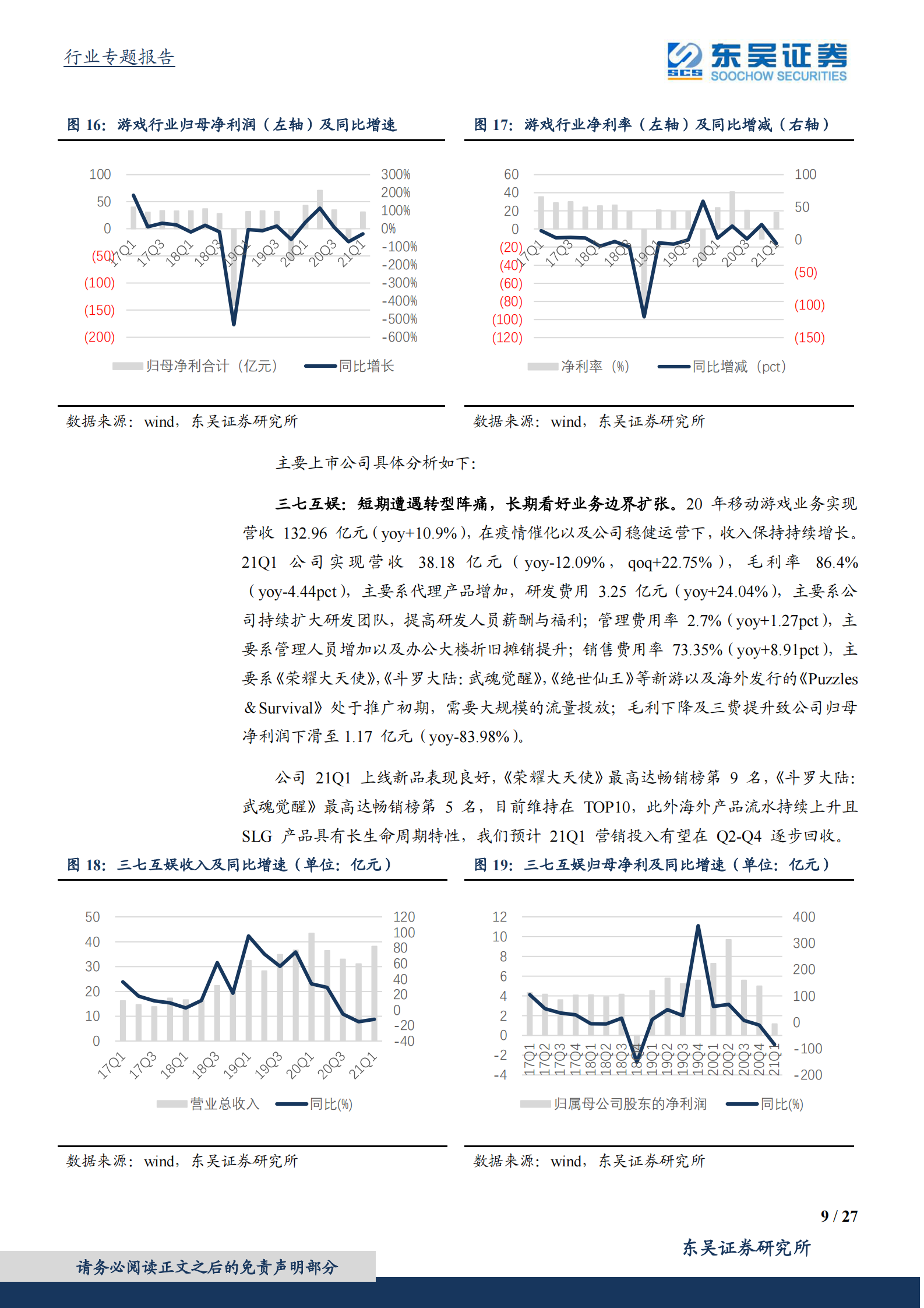 传媒行业20Q4及21Q1业绩综述：营销及视频龙头业绩超预期，游戏底部期待新产品周期-20210506-东吴证券-27页 第9页