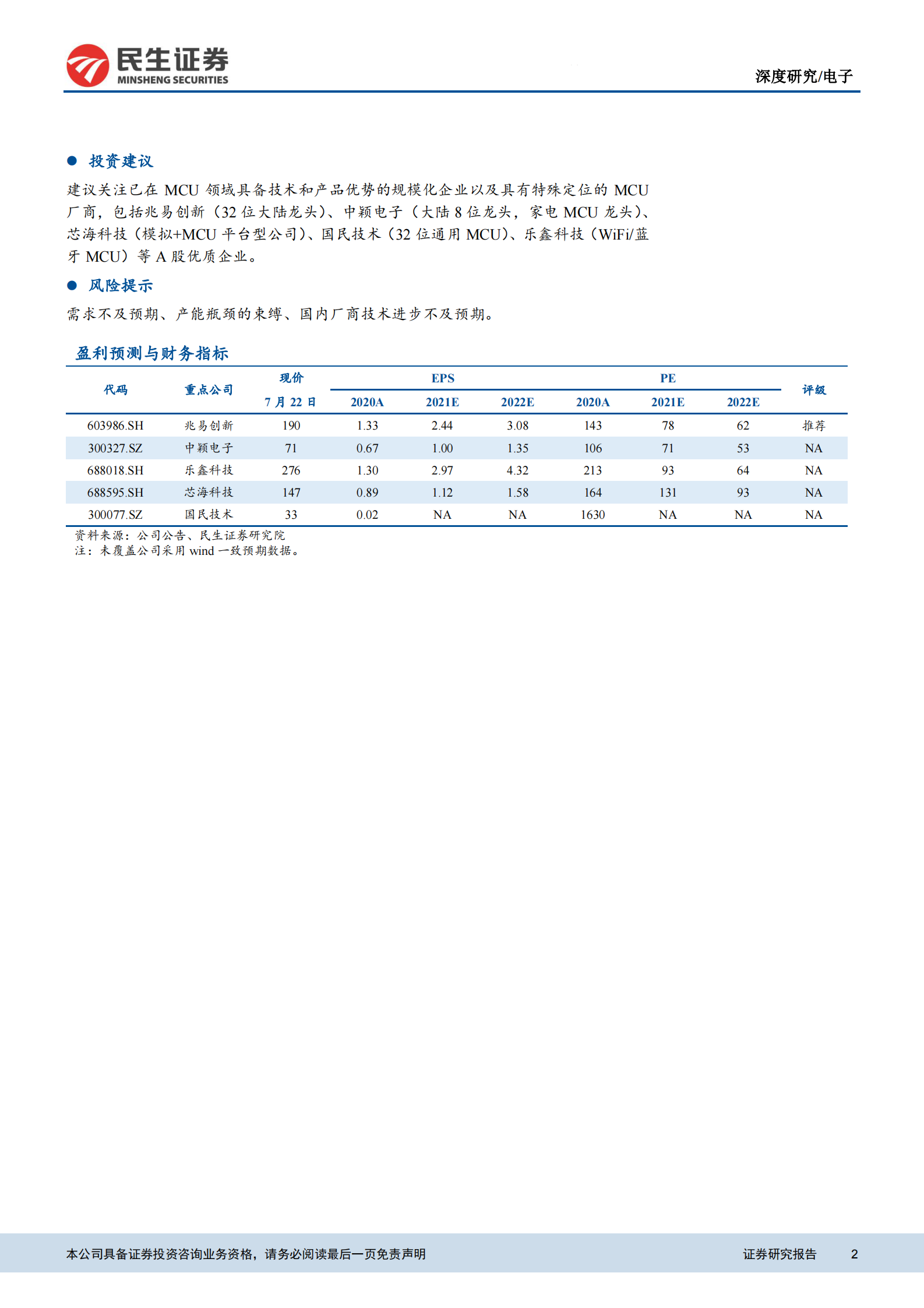 电子行业半导体系列报告：MCU缺货潮加快国产替代进程，本土厂商迎发展机遇-20210723-民生证券-42页 第2页