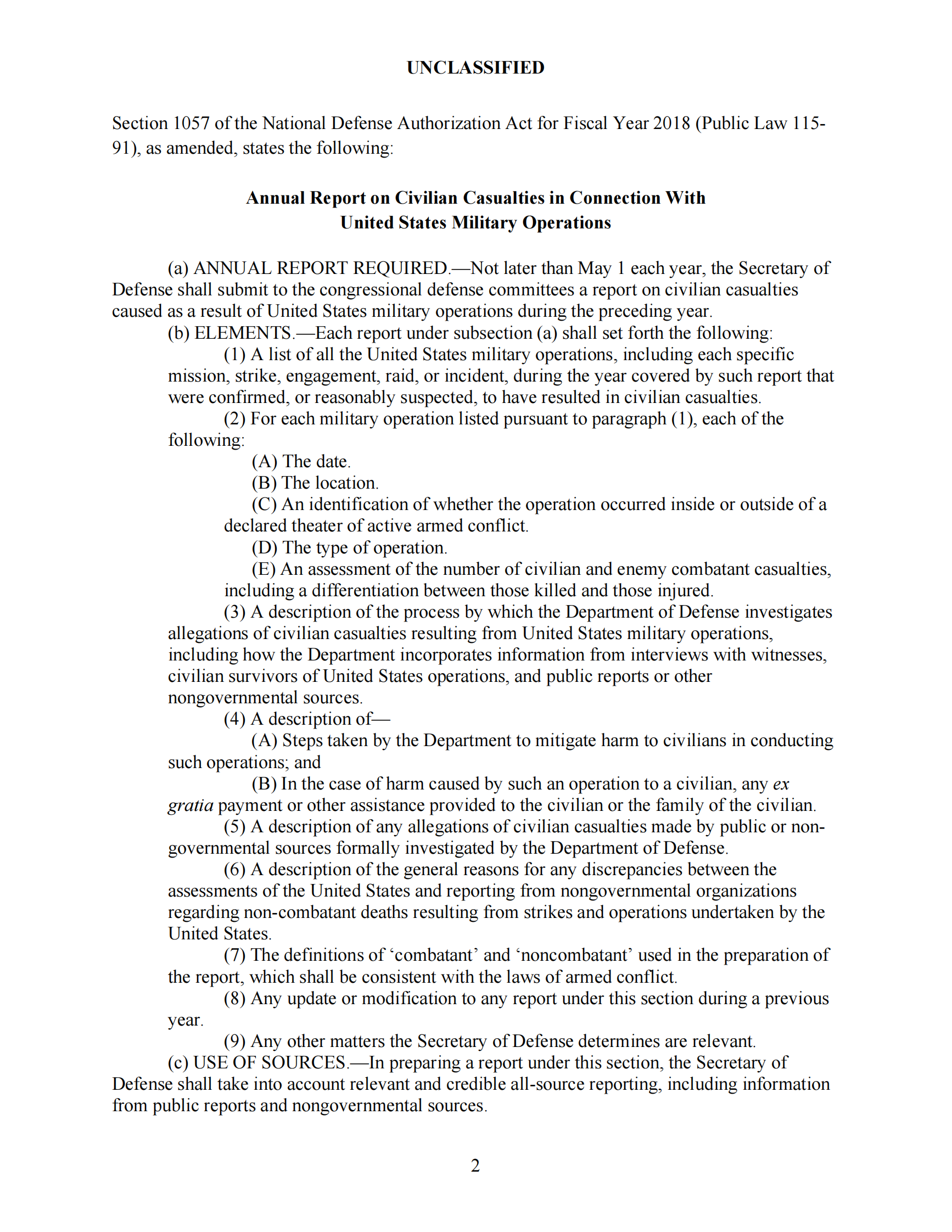 美国国防部-与美国军事行动有关的平民伤亡年度报告及其增编（英）-2021.8-24页 第2页