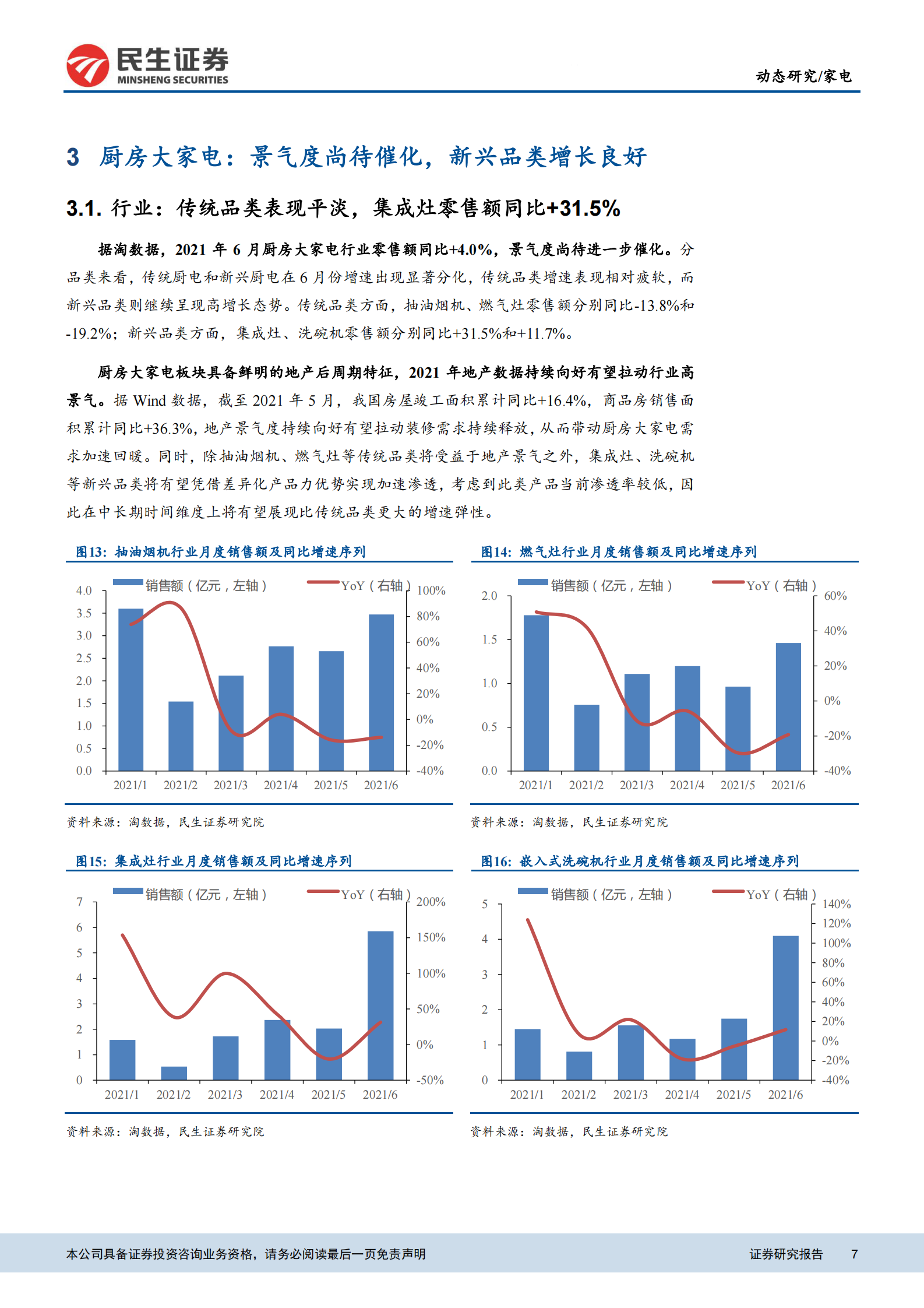 2021年6月家电行业电商数据点评：白电景气大幅上行，扫地机器人延续高增长-20210709-民生证券-17页 第7页
