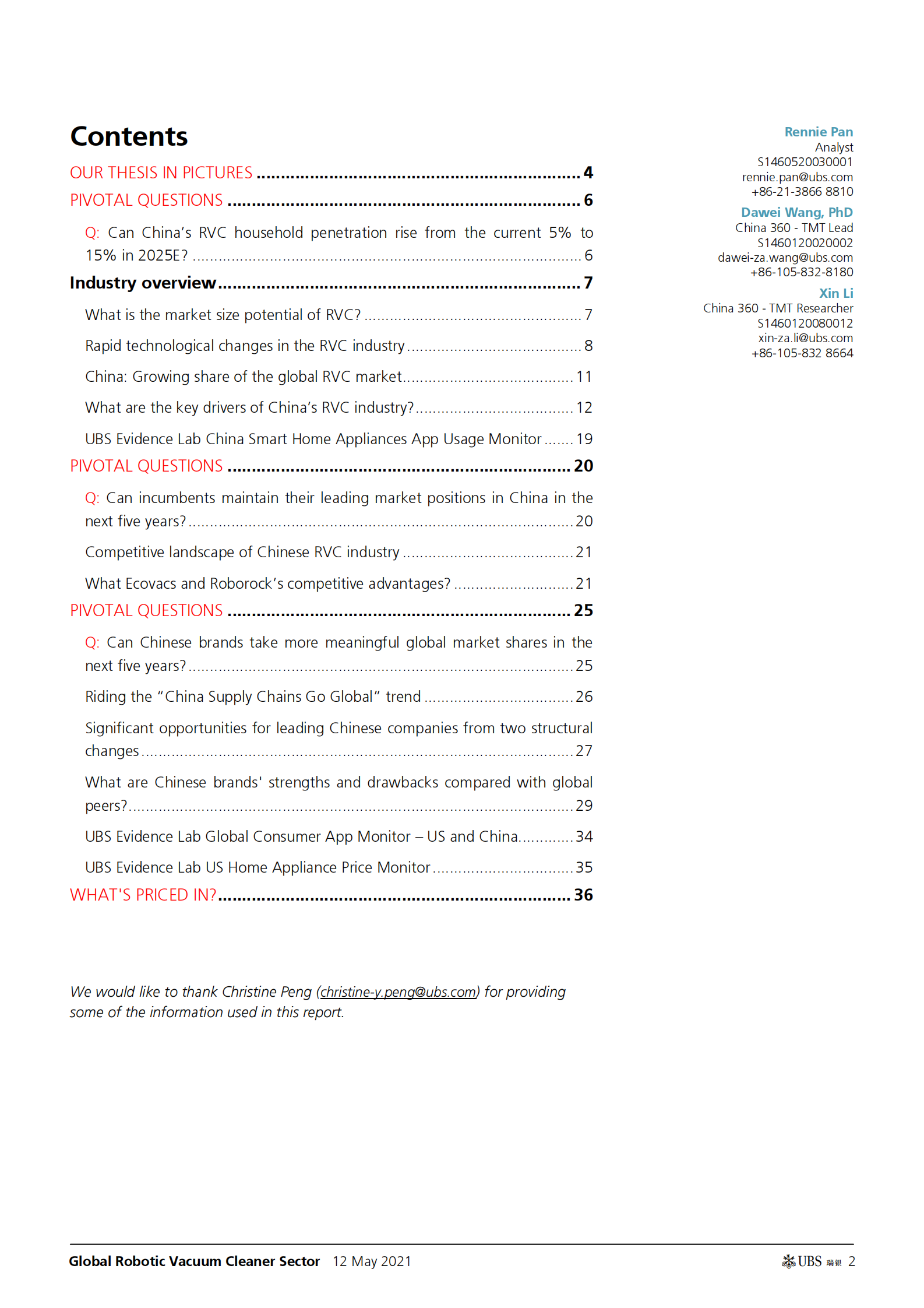 瑞银-中国消费电子行业-全球机器人吸尘器：微型机器人能否席卷全球20亿家庭？-2021.5.12-48页 第2页