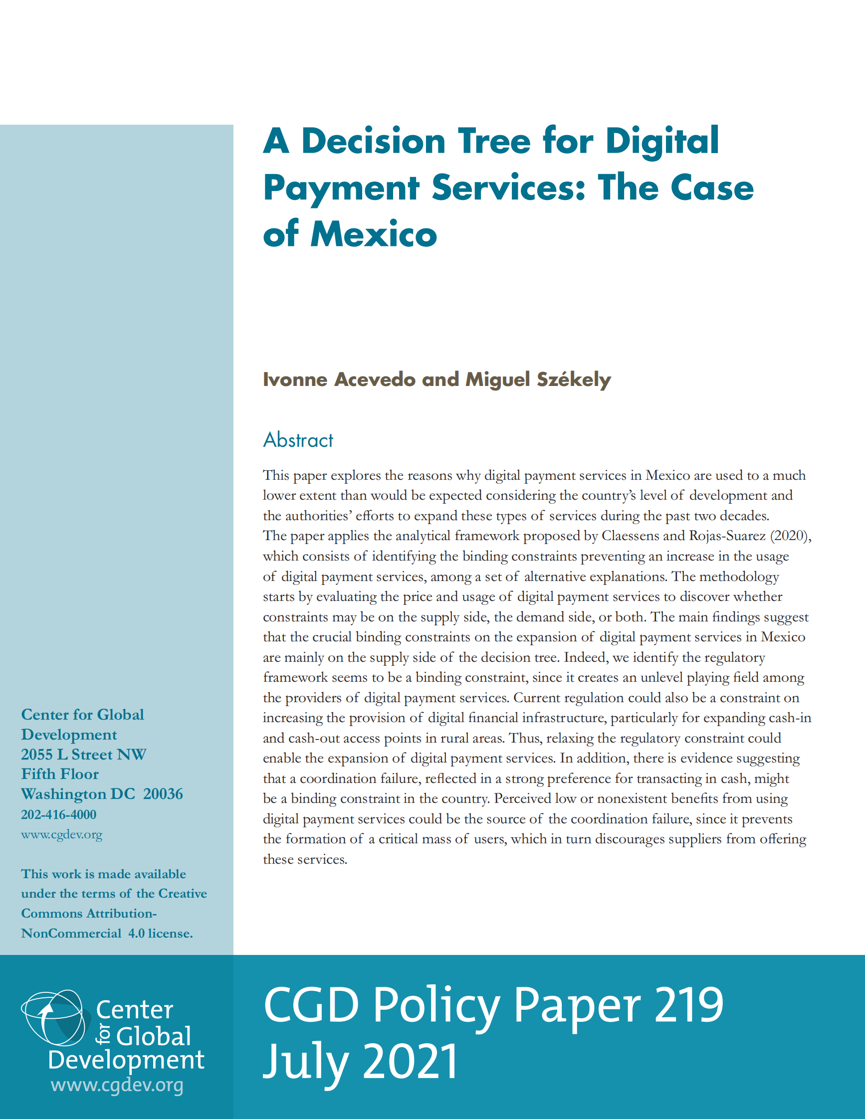 全球发展中心-数字支付服务的决策树：墨西哥案例（英）-2021.7-86页 第1页