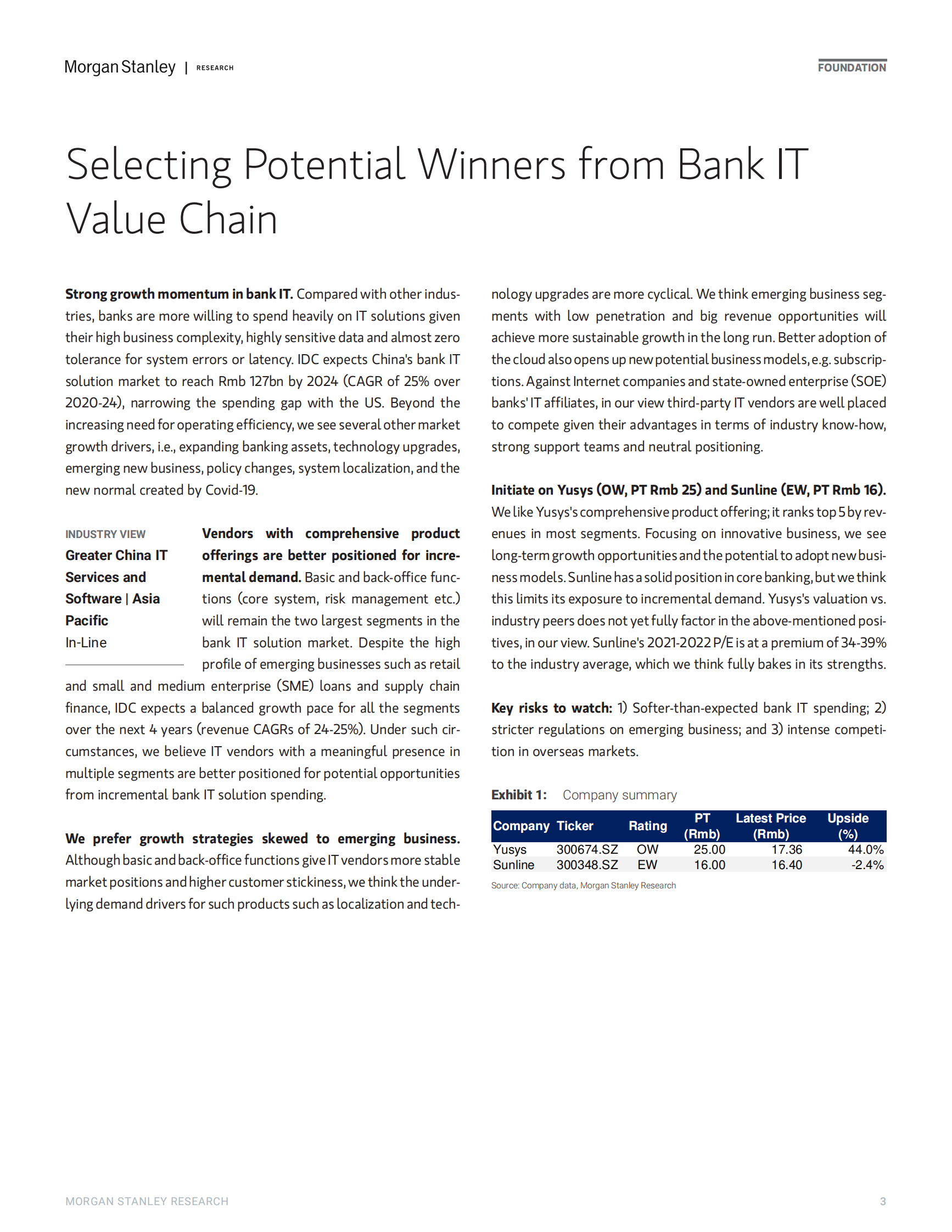 摩根士丹利-中国信息技术服务与软件行业-从银行信息技术价值链中选择潜在赢家-2021.7.26-59页 第3页