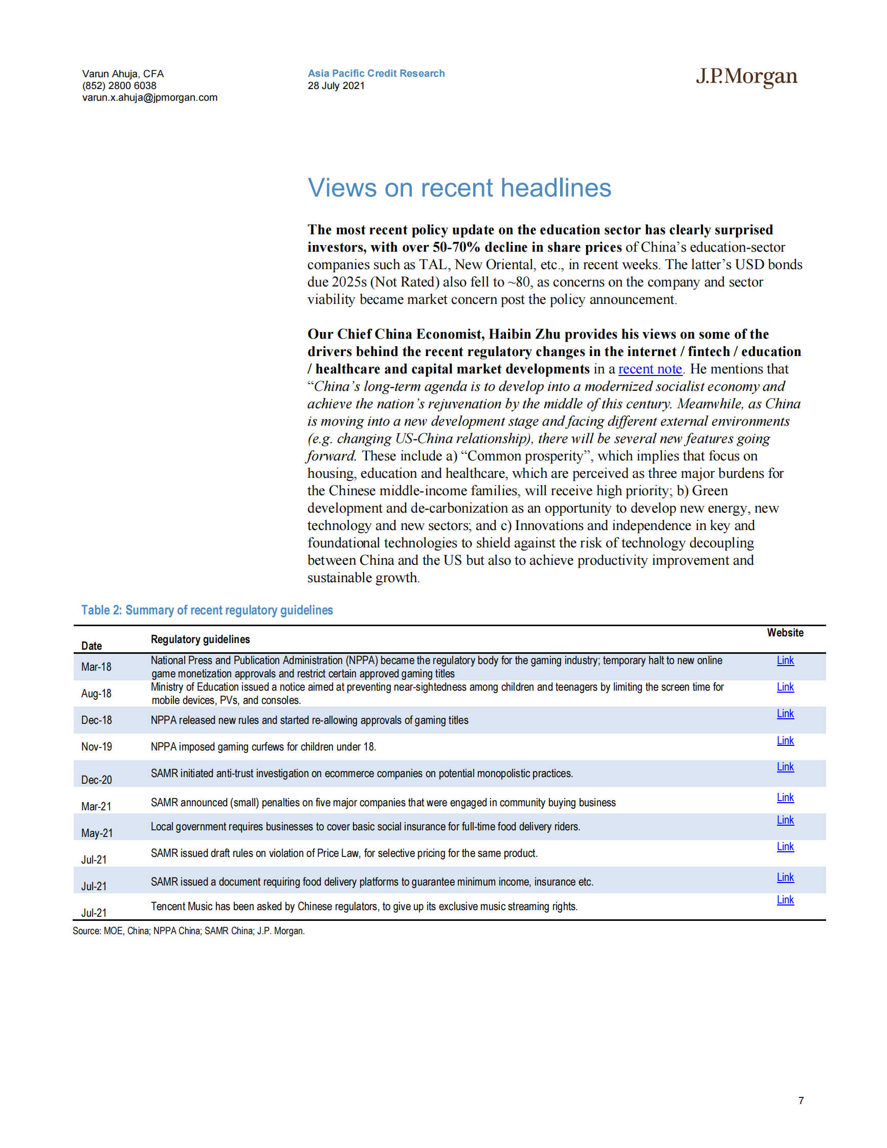 J.P. 摩根-中国科技行业-失去了点石成金的能力或可管理的监管风险-2021.7.28-24页 第7页