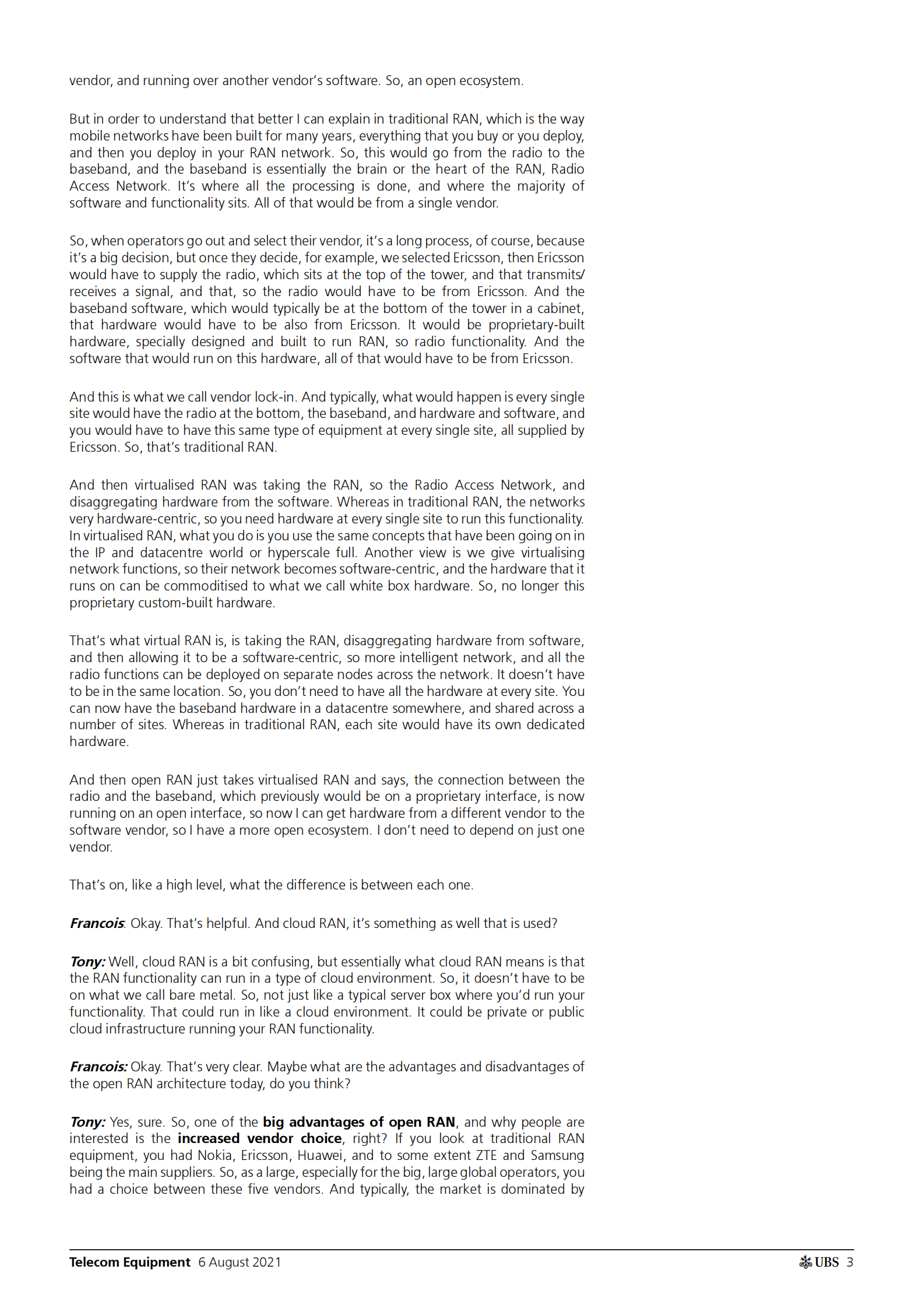 瑞银-全球科技硬件设备行业-专家呼吁开放式无线接入网：时间和规模仍然是最后的未知数-2021.8.6-33页 第3页