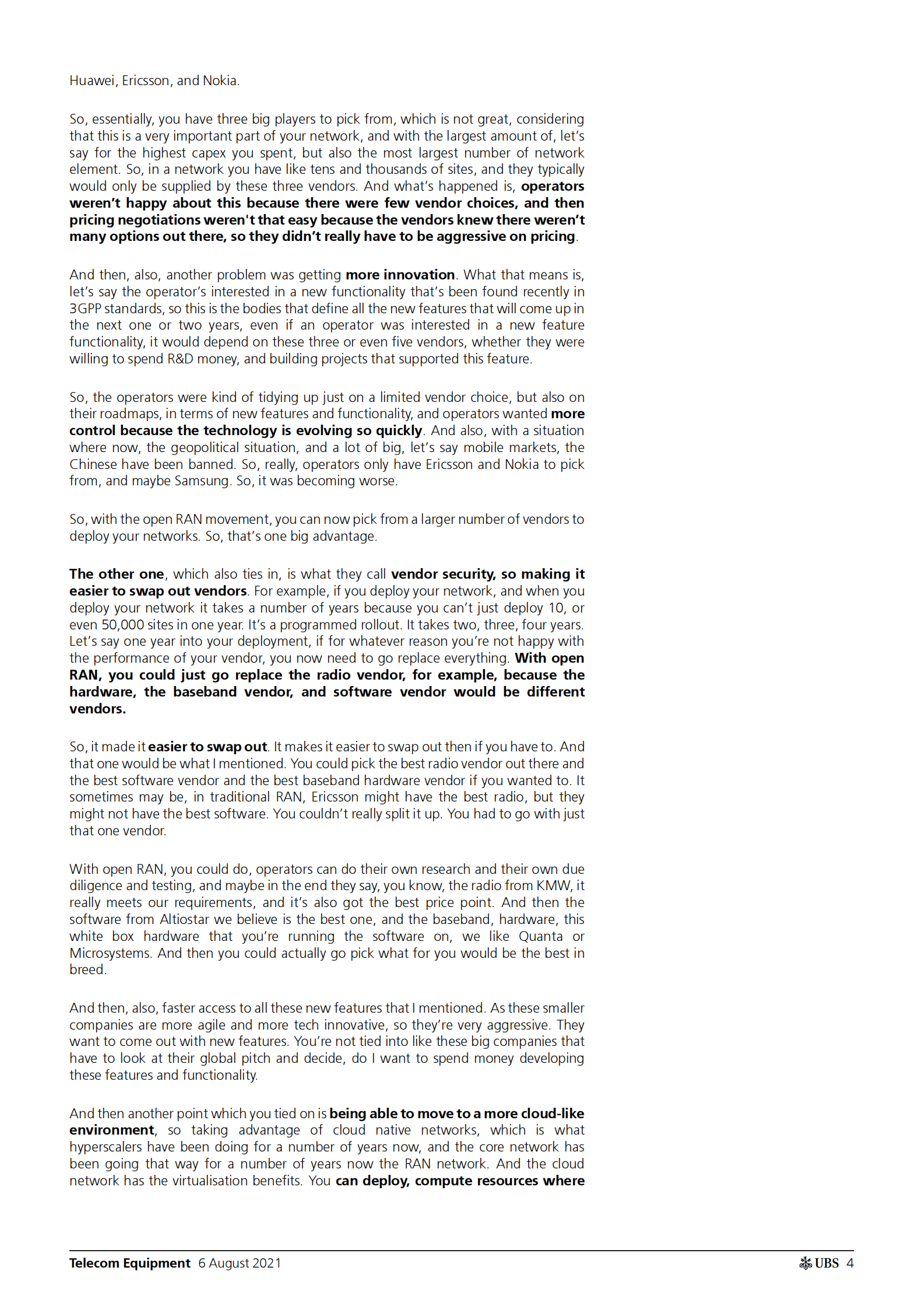 瑞银-全球科技硬件设备行业-专家呼吁开放式无线接入网：时间和规模仍然是最后的未知数-2021.8.6-33页 第4页