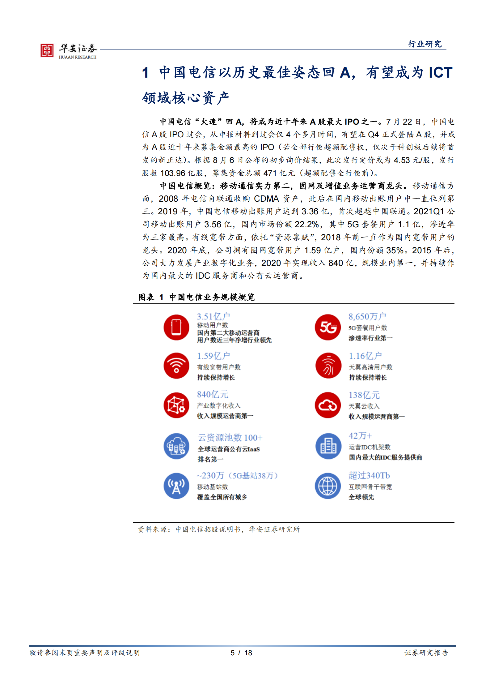 通信运营行业：运营商系列一，中国电信即将回A，运营商开启云网融合新时代-20210809-华安证券-18页 第5页