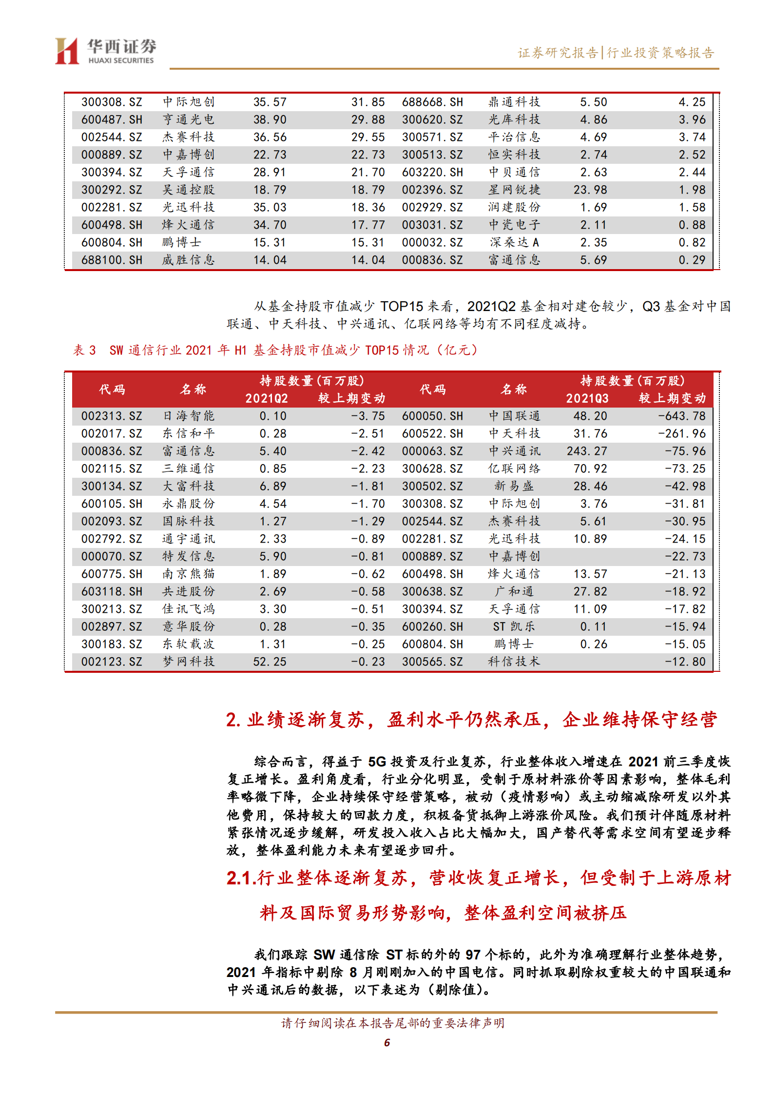 通信行业2021三季报总结：传统业务承压，多因素催化细分行业机遇-20211101-华西证券-20页 第6页