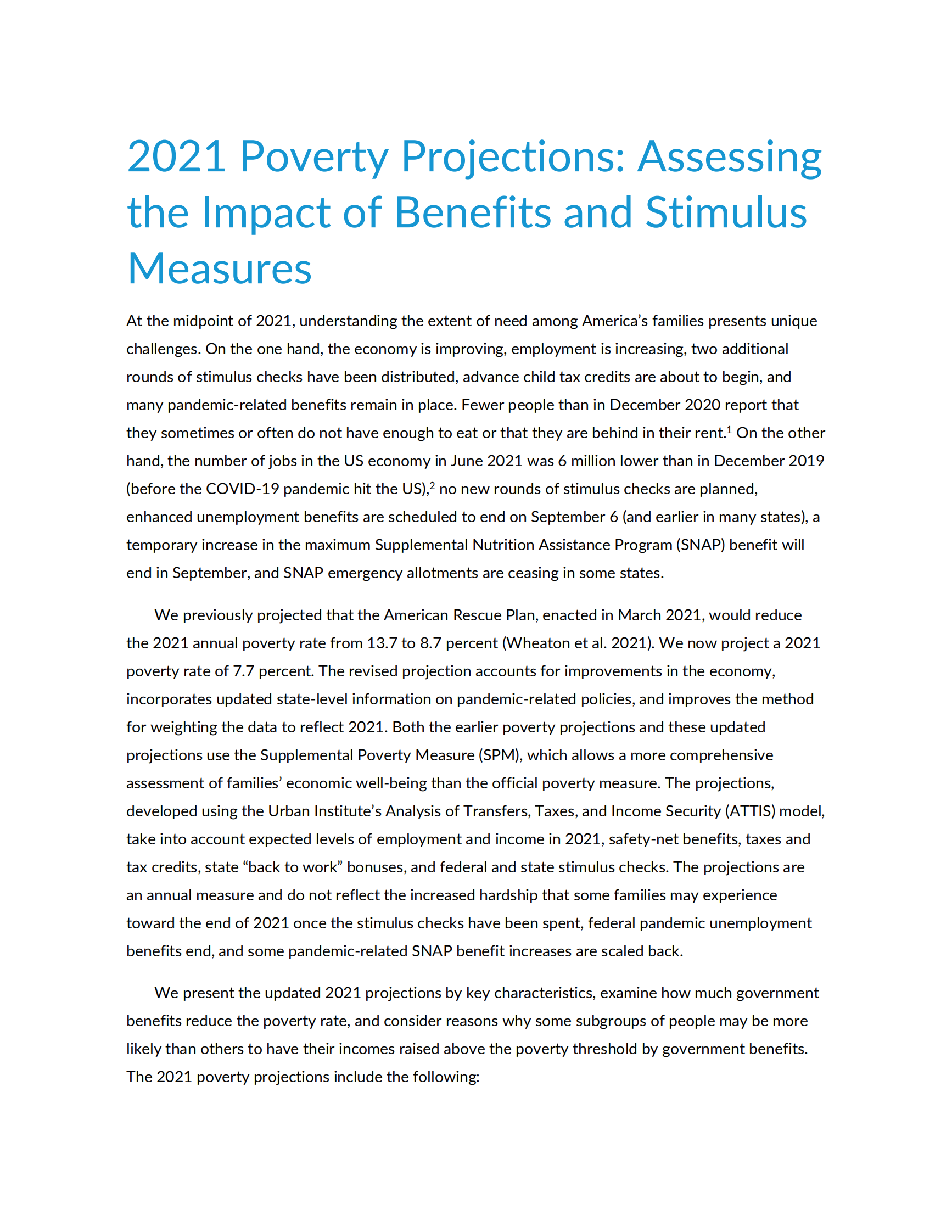 城市研究所-2021年美国贫困预测：评估福利和刺激措施的影响（英）-2021.7-46页 第5页