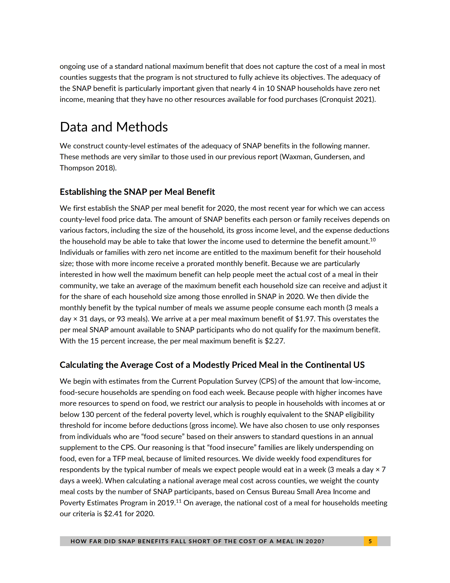 城市研究所-到2020年，SNAP福利在多大程度上还不能覆盖一顿饭的成本？（英）-2021.7-14页 第5页